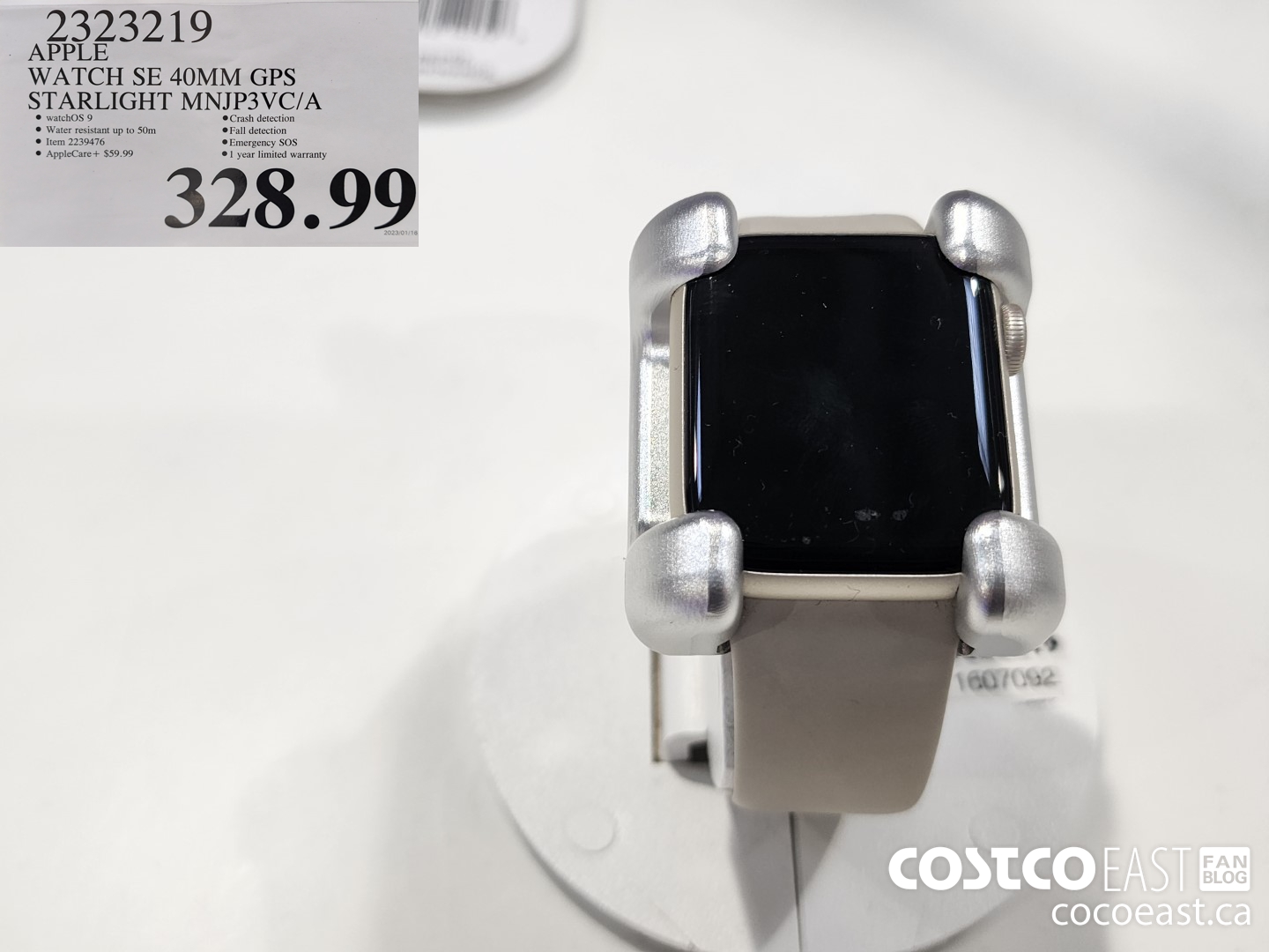 2323219 APPLE WATCH SE 40MM GPS STARLIGHT MNJP3VC/A $328.99