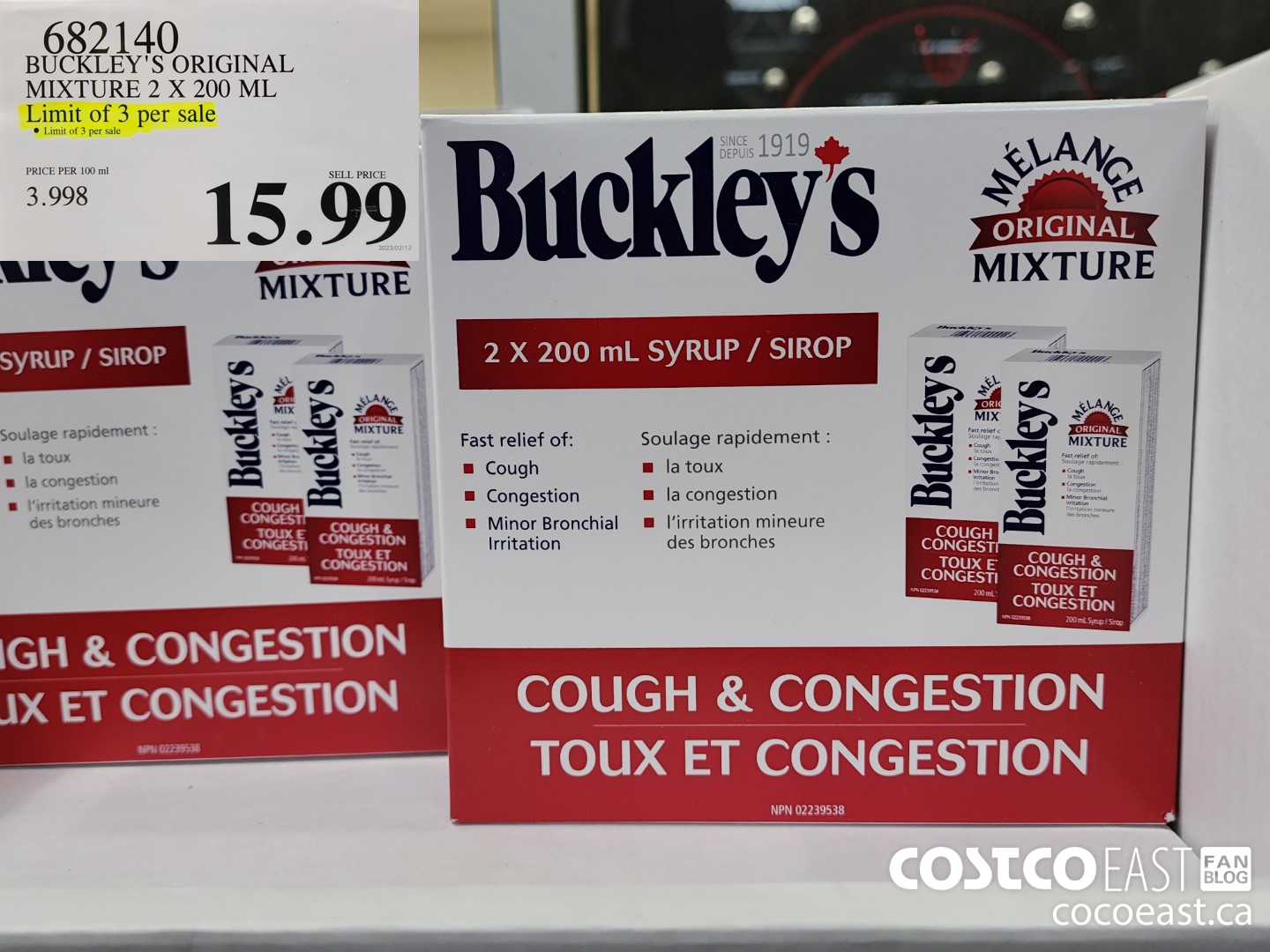 682140 BUCKLE ORIGINAL MIXTURE 2 X 200 ML LIMIT OF 3 PER SALE $15.99