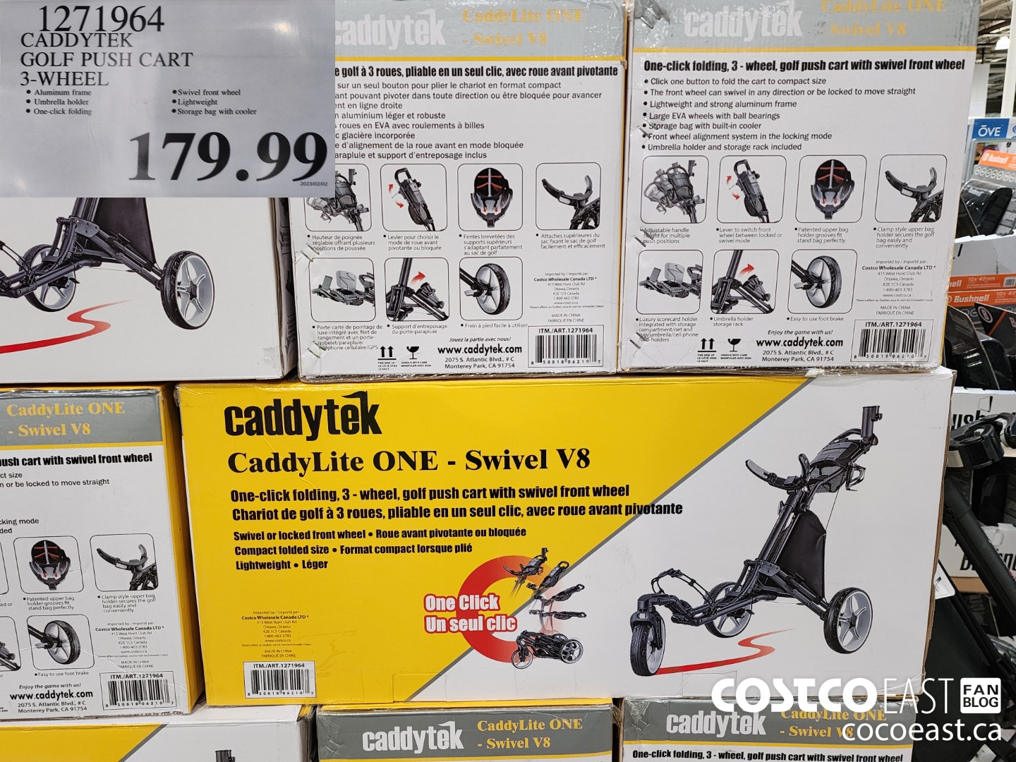 1271964 CADDYTEK GOLF PUSH CART 3- WHEEL $179.99