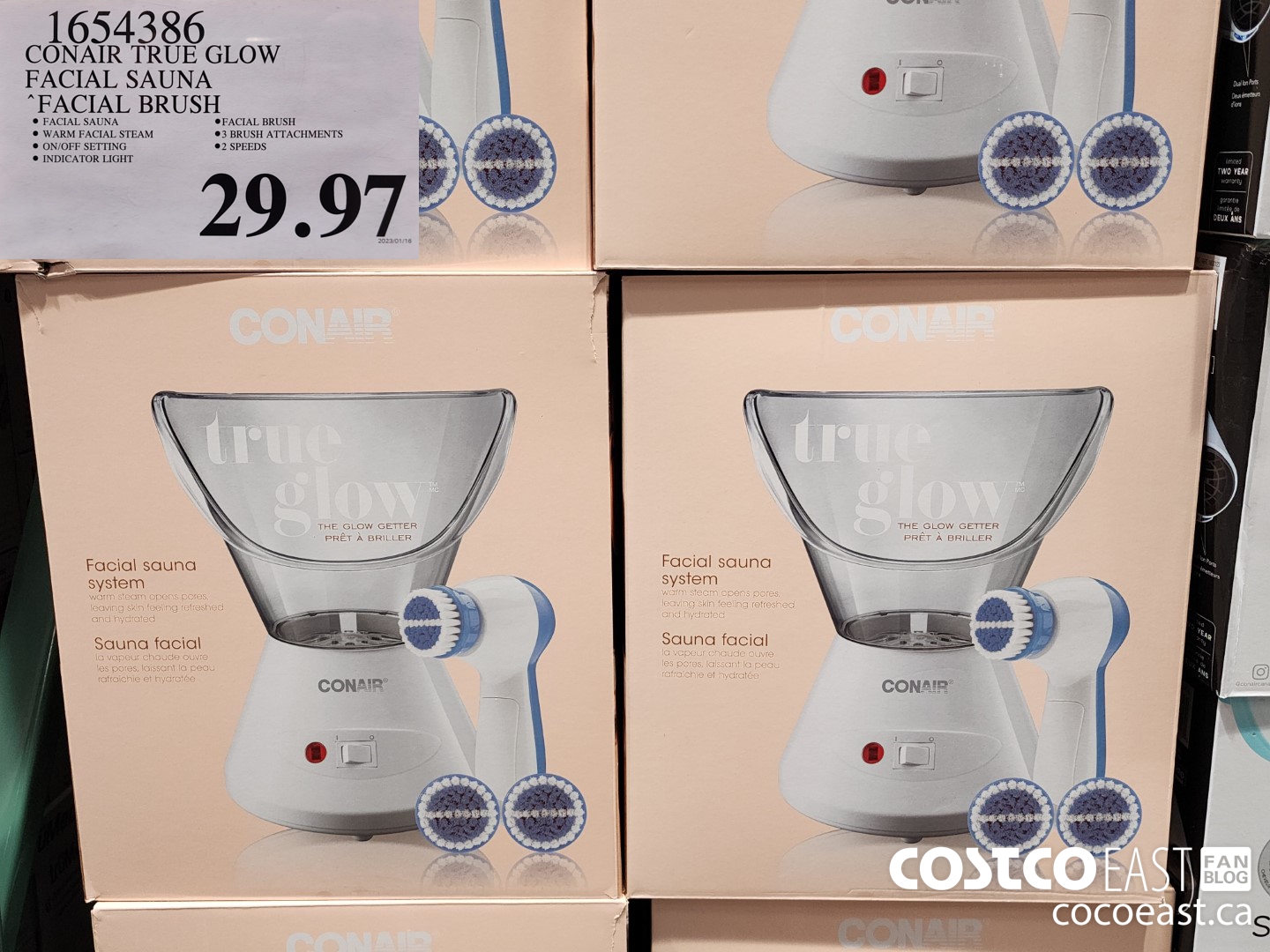 1654386 CONAIR TRUE GLOW FACIAL SAUNA FACIAL BRUSH $29.97