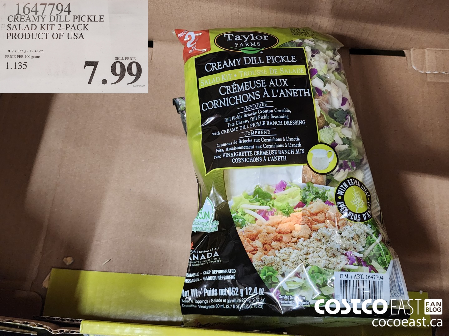 1647794 CREAMY DILL PICKLE SALAD KIT 2-PACK PRODUCT OF USA $7.99