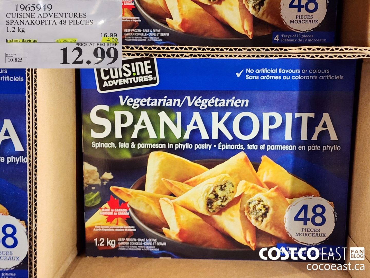 1965949 CUISINE ADVENTURES SPANAKOPITA 48 PIECES 1.2 KG ($4.00 INSTANT SAVINGS EXPIRES ON 2023-03-05) $12.99