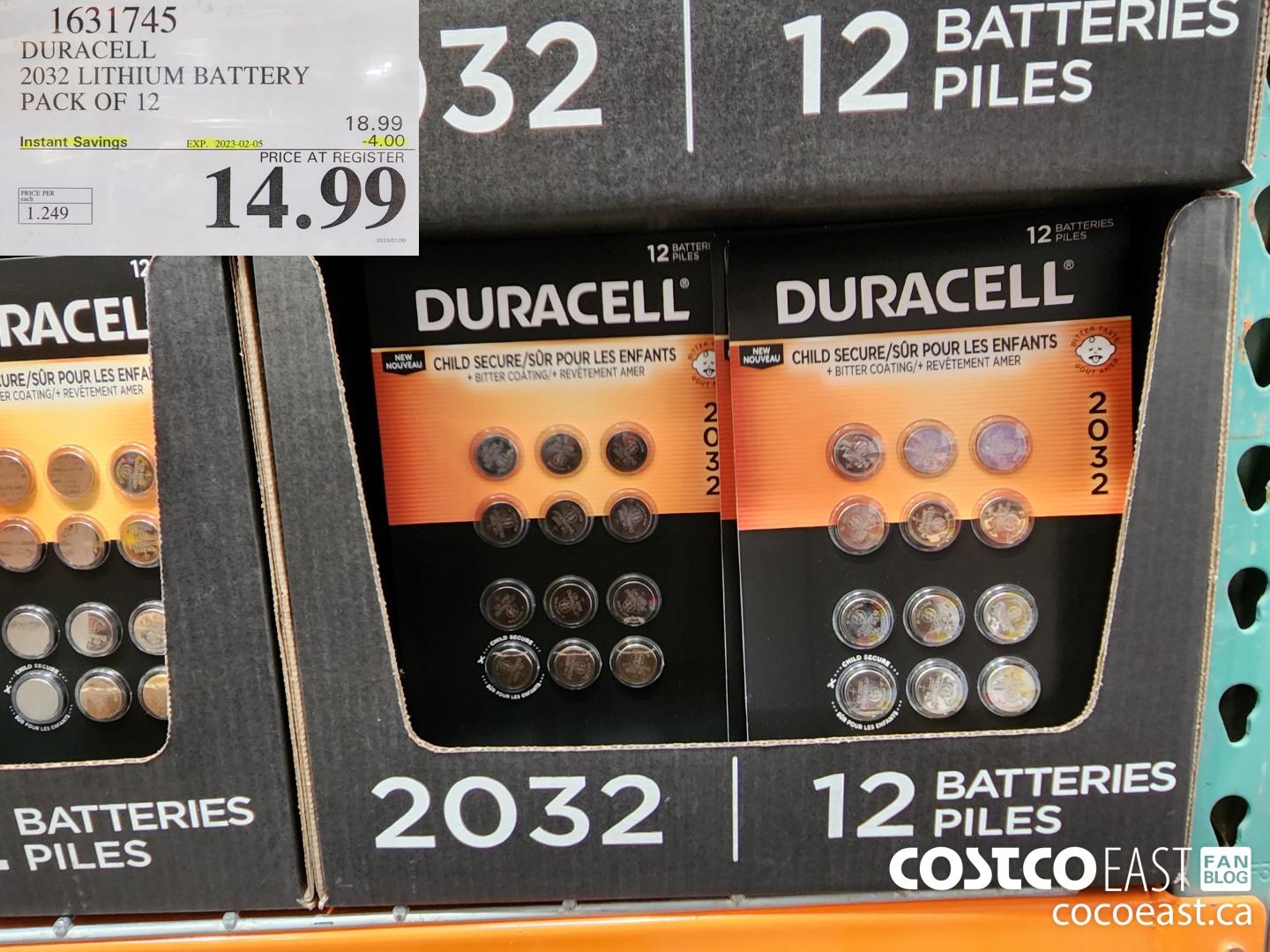 1631745 DURACELL 2032 LITHIUM BATTERY PACK OF 12 ($4.00 INSTANT SAVINGS EXPIRES ON 2023-02-05) $14.99