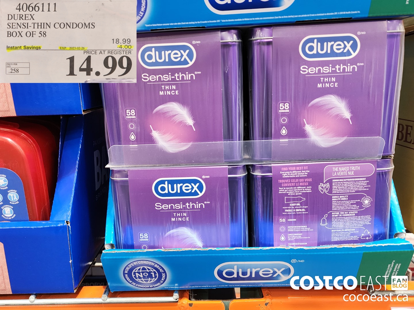 4066111 DUREX SENSI-THIN CONDOMS BOX OF 58 ($4.00 INSTANT SAVINGS EXPIRES ON 2023-02-26) $14.99