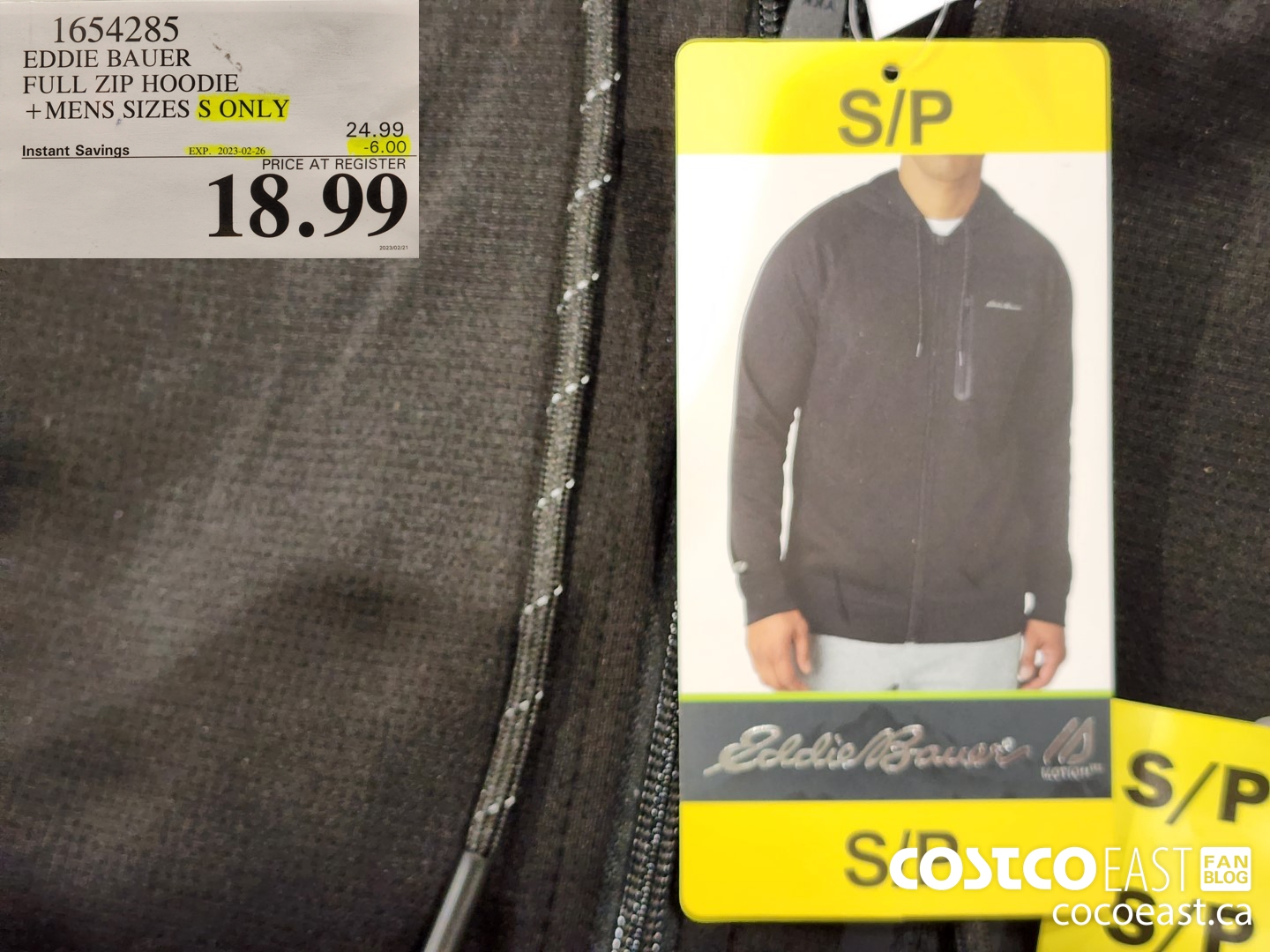 1654285 EDDIE BAUER FULL ZIP HOODIE +MENS SIZES S ONLY ($6.00 INSTANT SAVINGS EXPIRES ON 2023-02-26) $18.99