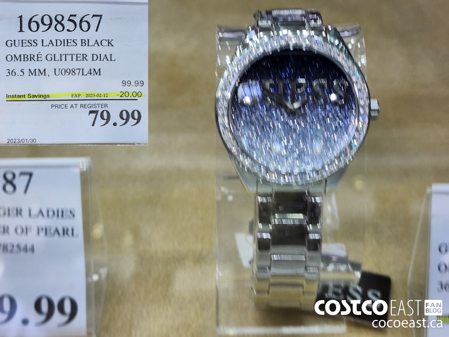 1698567 GUESS LADIES BLACK OMBRE GLITTER DIAL 36.5 MM, U0987L4M ($20.00 INSTANT SAVINGS EXPIRES ON 2023-02-12) $79.99