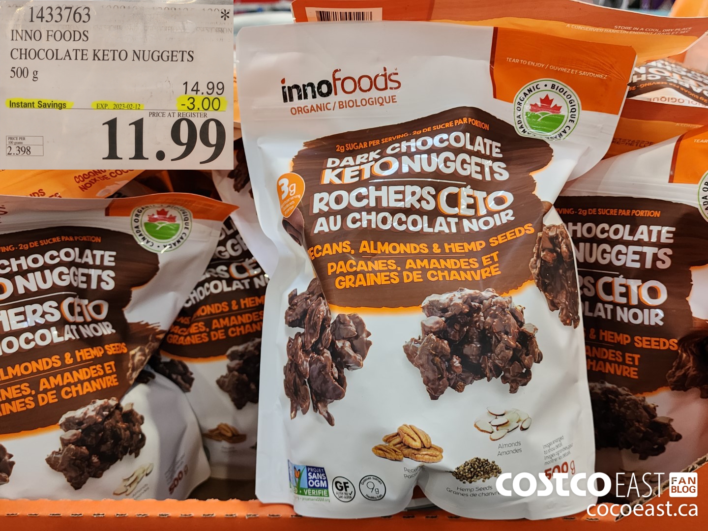 1433763 INNO FOODS CHOCOLATE KETO NUGGETS 500 G ($3.00 INSTANT SAVINGS EXPIRES ON 2023-02-12) $11.99