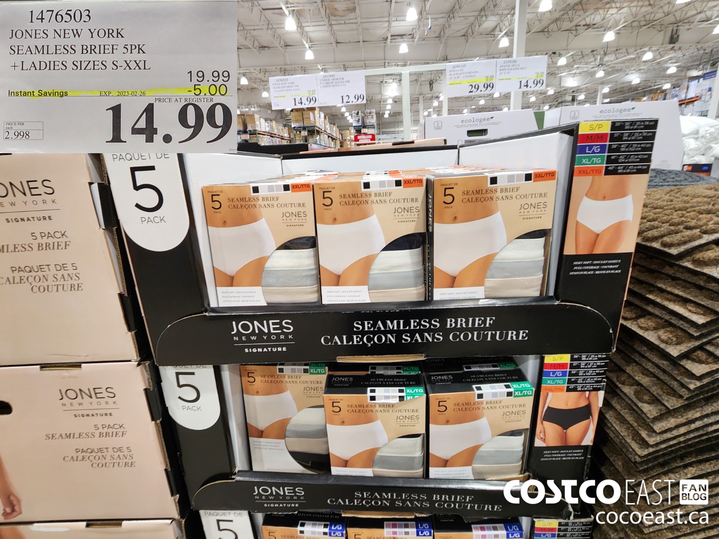 1476503 JONES NEW YORK SEAMLESS BRIEF 5PK +LADIES SIZES S-XXL ($5.00 INSTANT SAVINGS EXPIRES ON 2023-02-26) $14.99