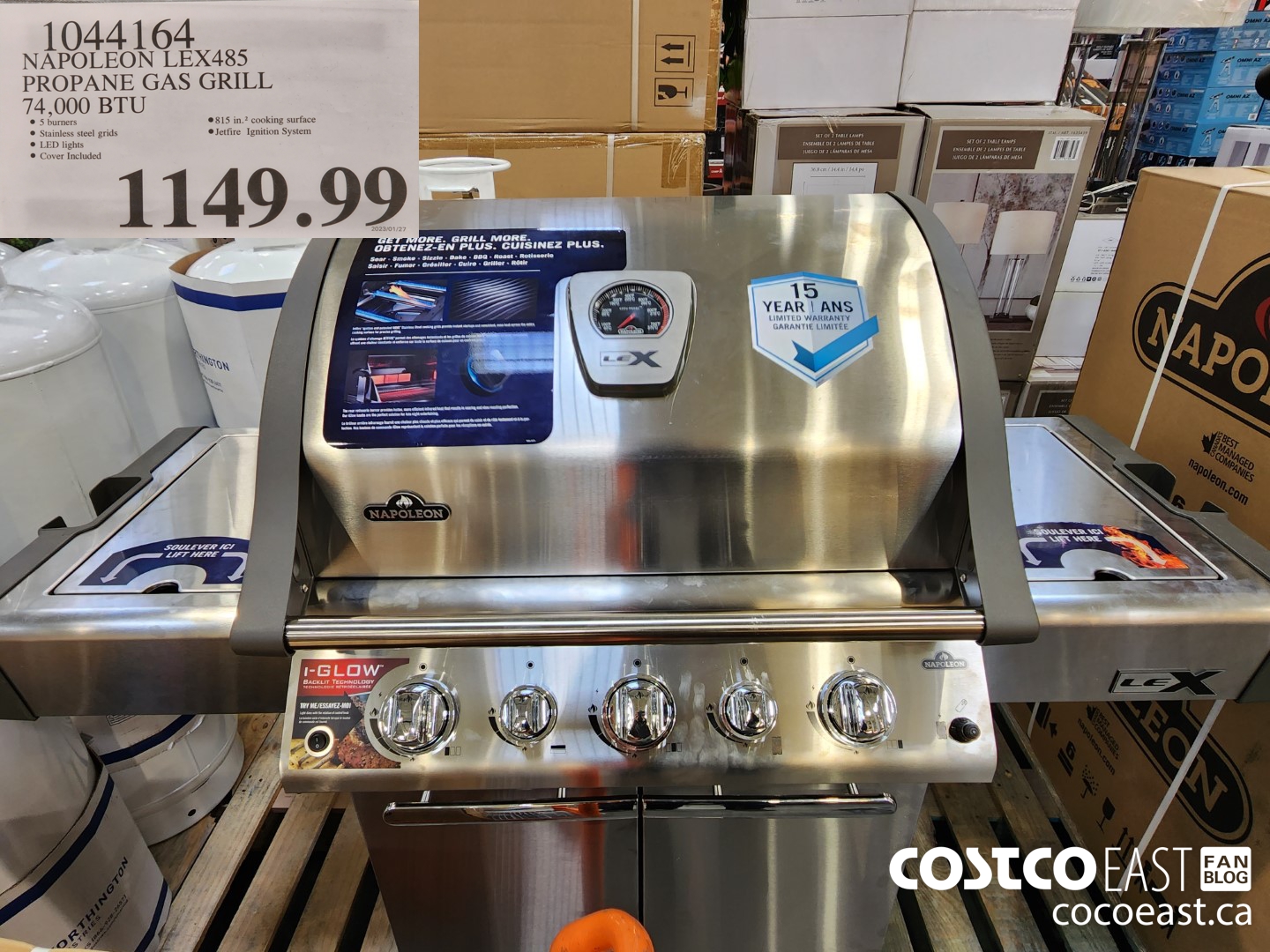 1044164 NAPOLEON LEX485 PROPANE GAS GRILL 74,000 BTU $1149.99