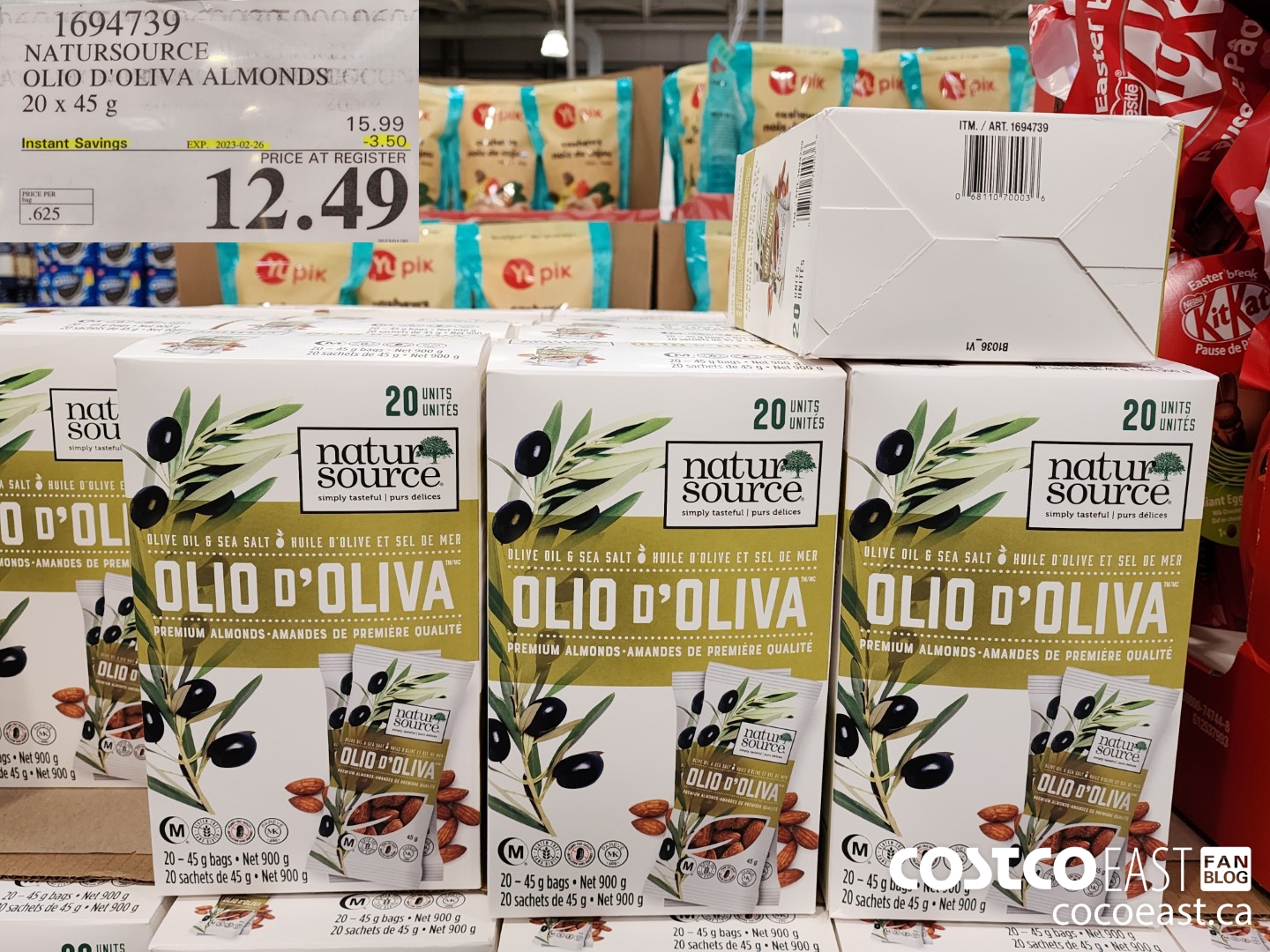 1694739 NATURSOURCE OLIO D'OLIVA ALMONDS 20 x 45 g ($3.50 INSTANT SAVINGS EXPIRES ON 2023-02-26) $12.49