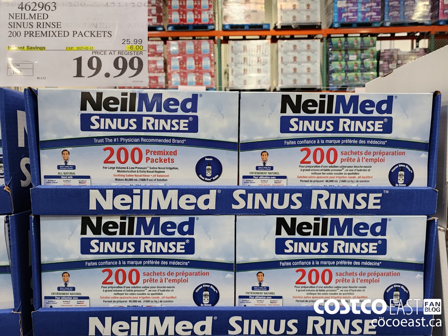 462963 NEILMED SINUS RINSE 200 PREMIXED PACKETS ($6.00 INSTANT SAVINGS EXPIRES ON 2023-02-12) $19.99