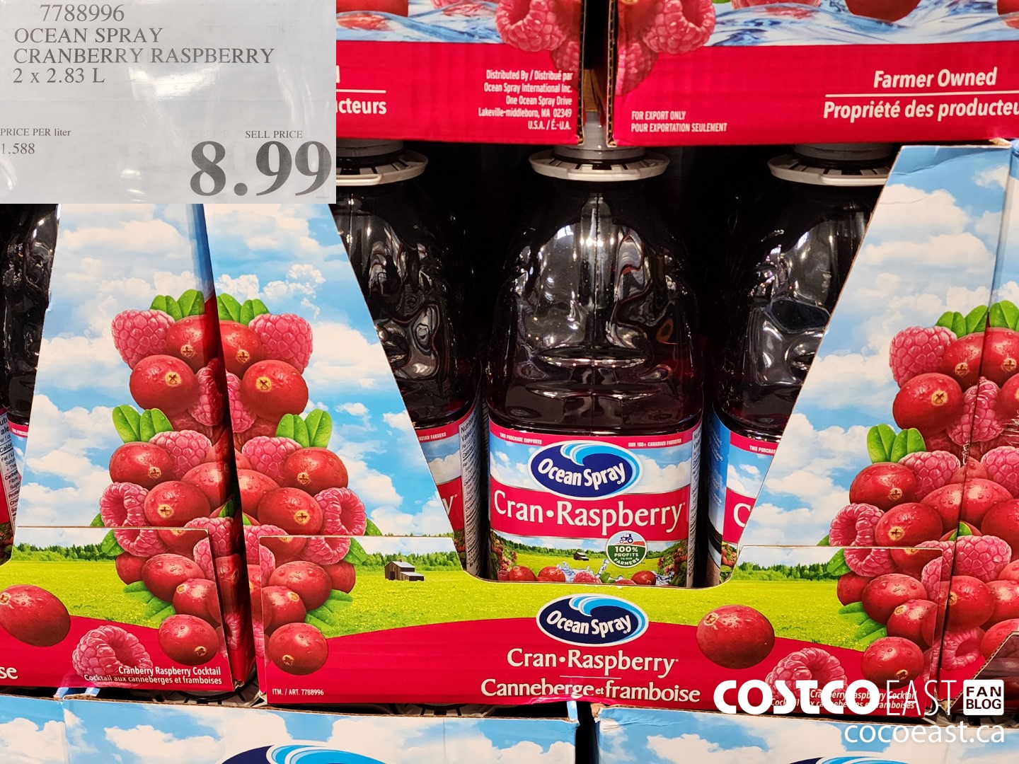 7788996 OCEAN SPRAY CRANBERRY RASPBERRY 2x 2.83 L $8.99