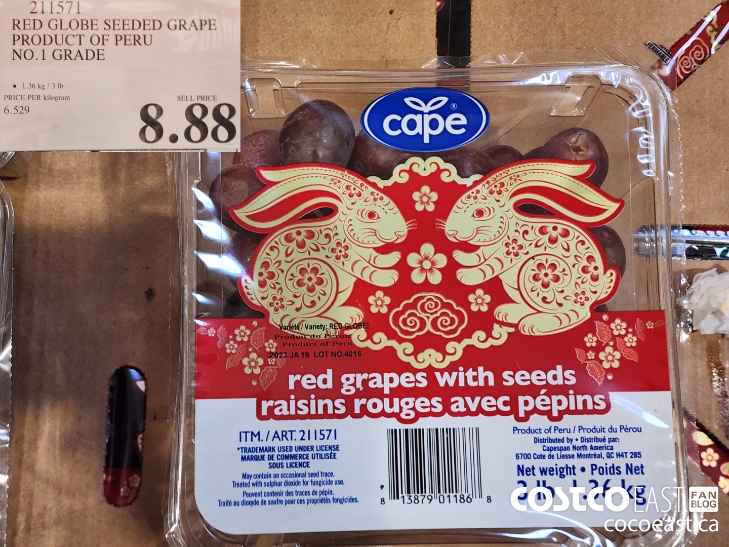 211571 RED GLOBE SEEDED GRAPE PRODUCT OF PERU NO.1 GRADE $8.88
