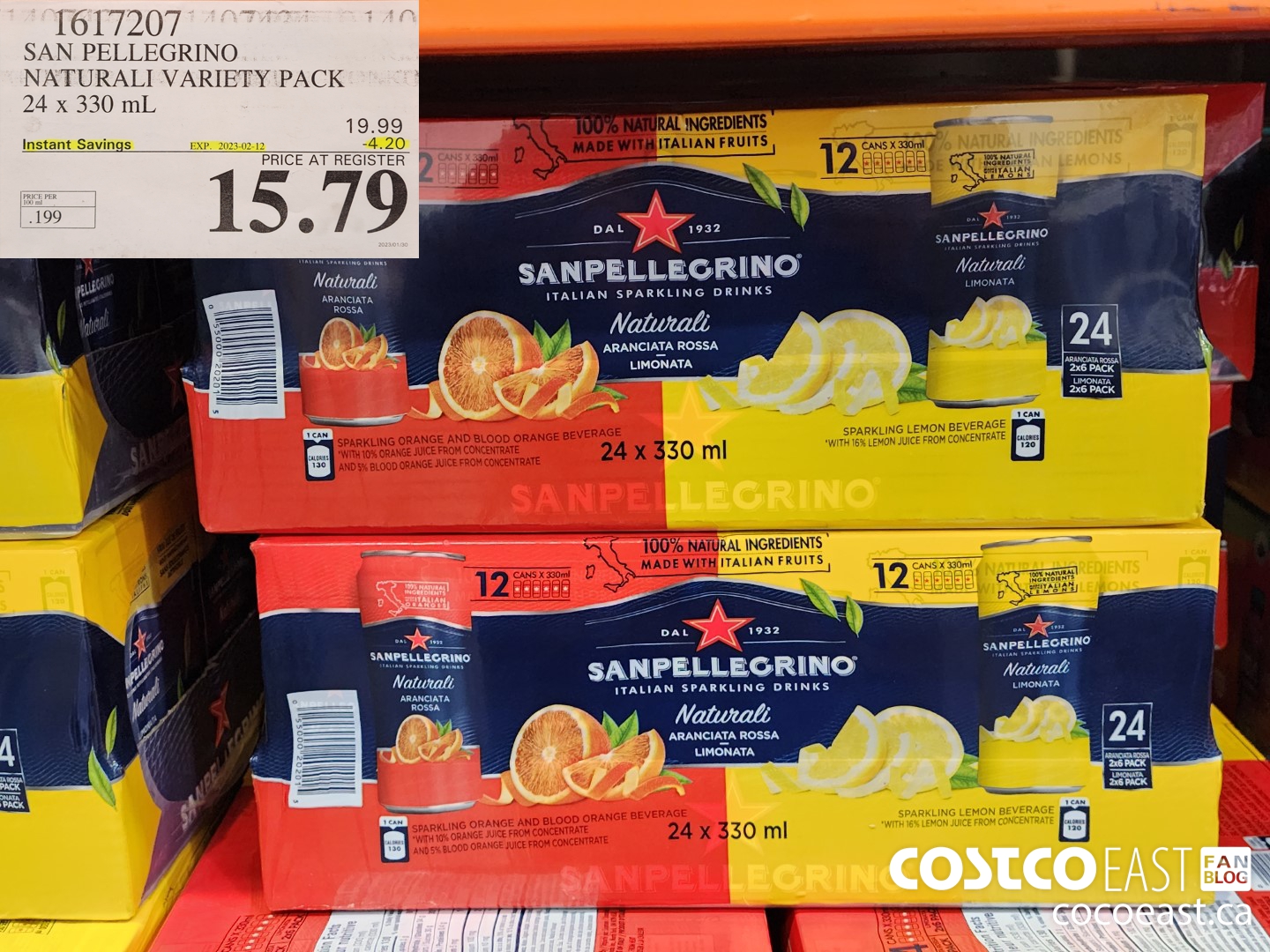 1617207 SAN PELLEGRINO NATURALI VARIETY PACK 24 x 330 mL ($4.20 INSTANT SAVINGS EXPIRES ON 2023-02-12) $15.79