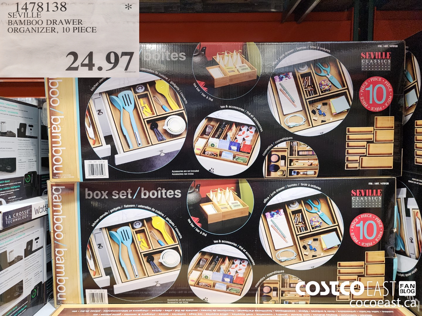 1478138 SEVILLE BAMBOO DRAWER ORGANIZER, 10 PIECE $24.97