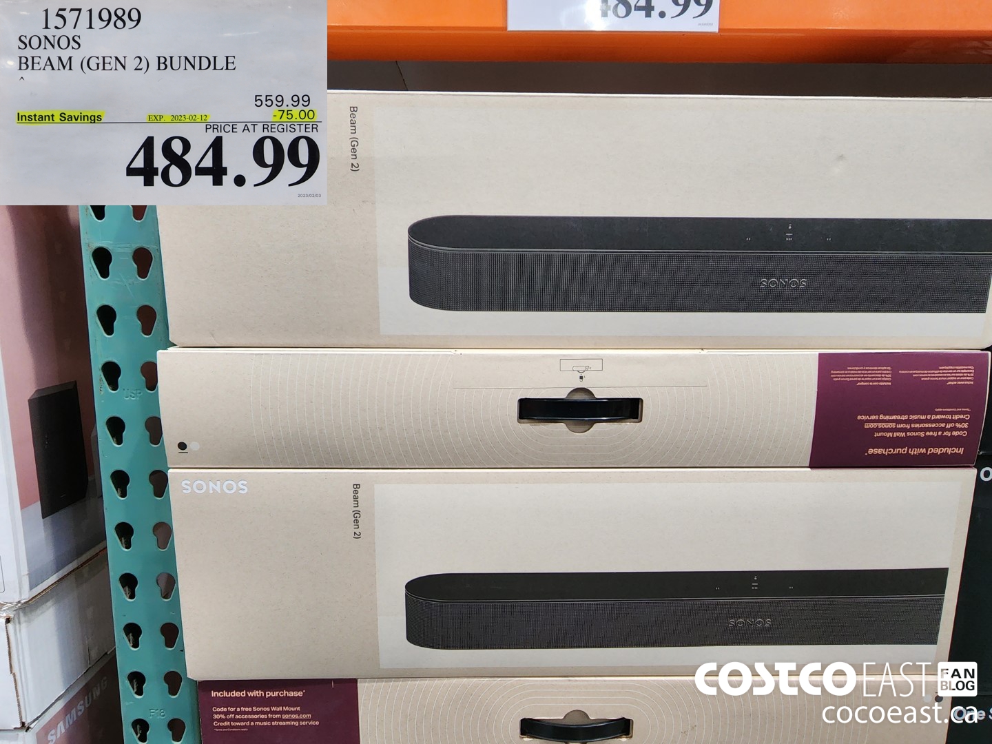 1571989 SONOS BEAM (GEN 2) BUNDLE ($75.00 INSTANT SAVINGS EXPIRES ON 2023-02-12) $484.99