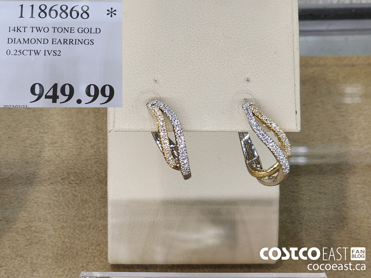 1186868 14KT TWO TONE GOLD DIAMOND EARRINGS 0.25CTW IVS2 $949.99