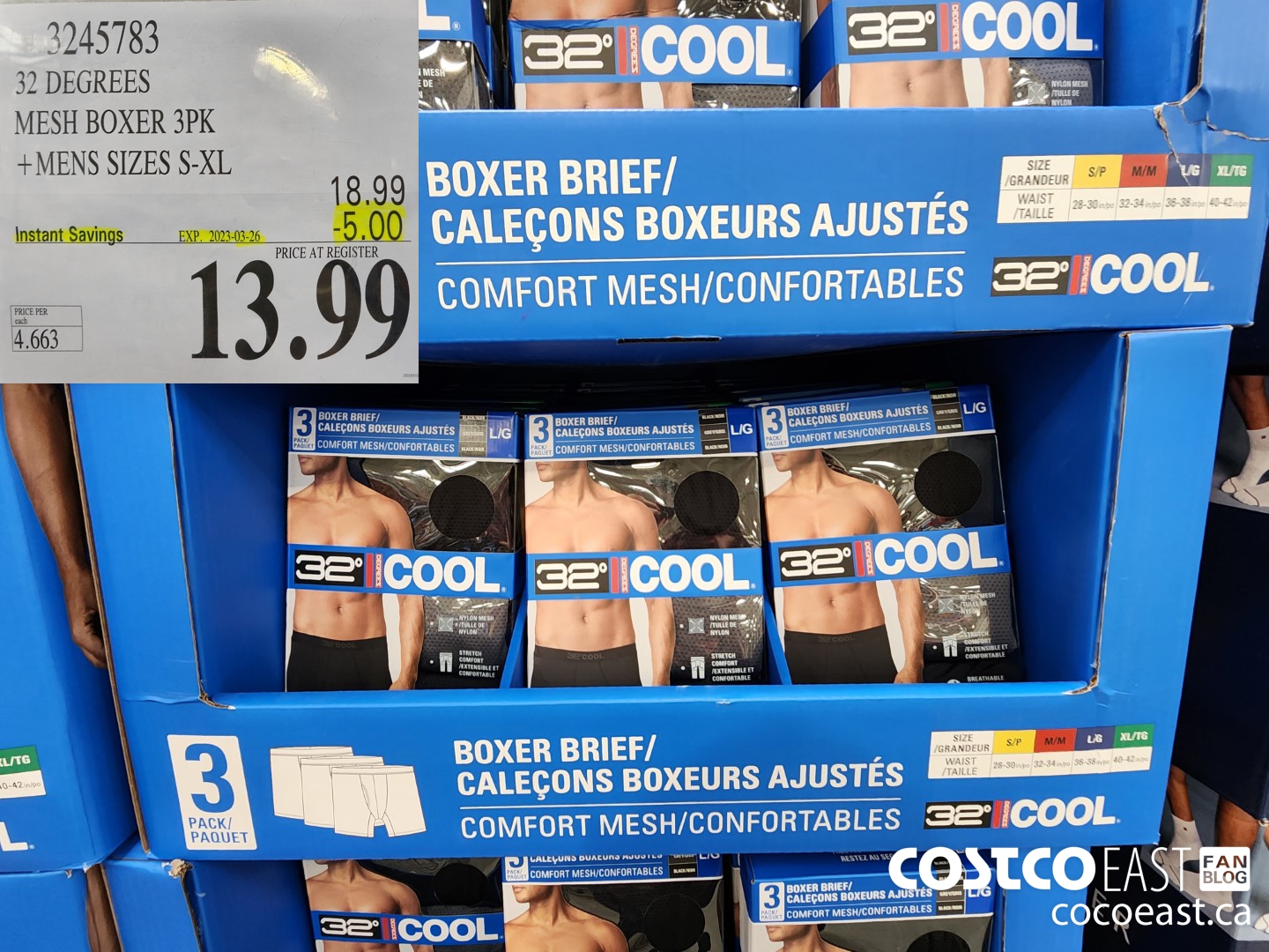 3245783 32 DEGREES MESH BOXER 3PK +MENS SIZES S-XL ($5.00 INSTANT SAVINGS EXPIRES ON 2023-03-26) $13.99