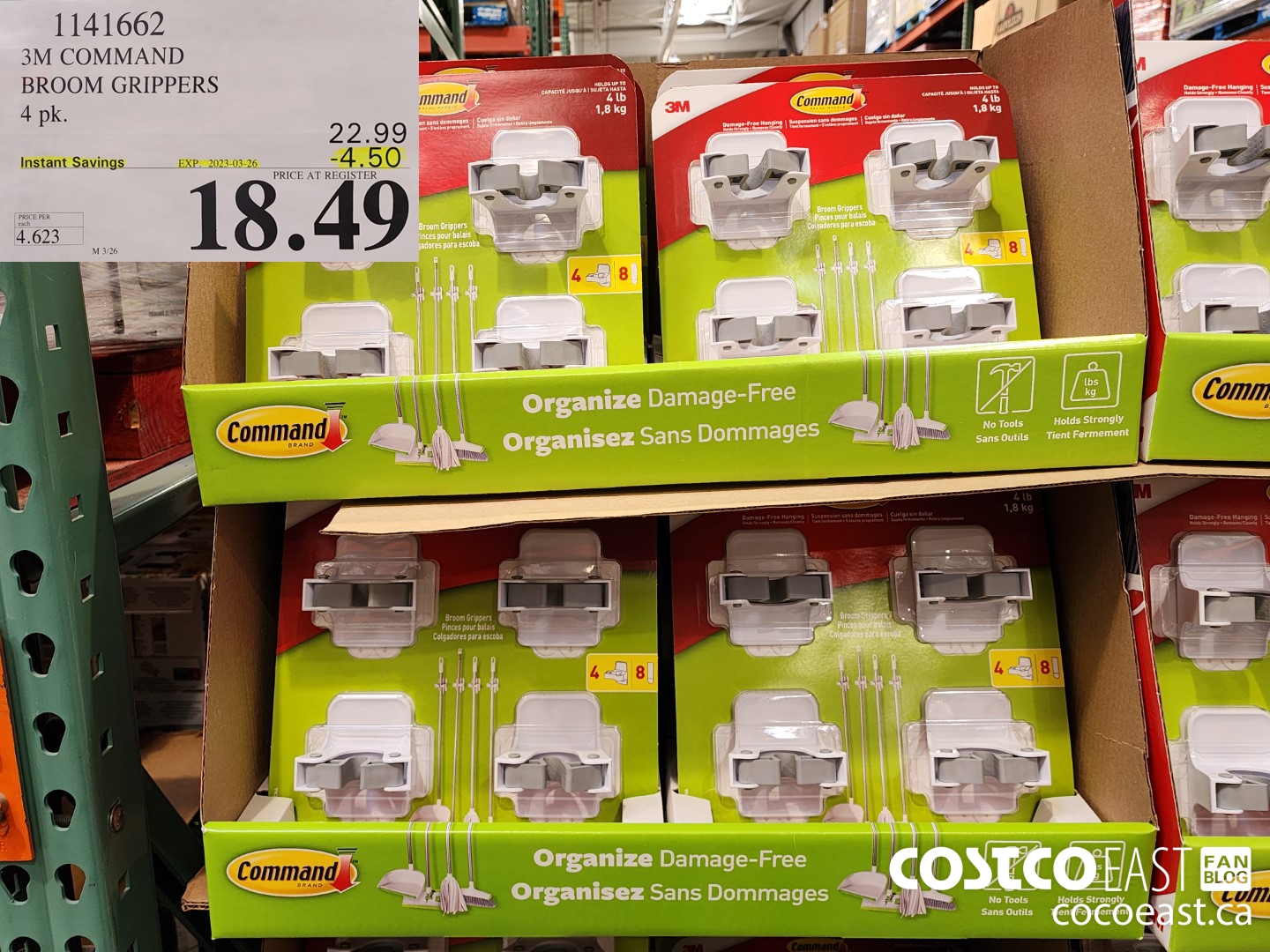 1141662 3M COMMAND BROOM GRIPPERS 4 pk. ($4.50 INSTANT SAVINGS EXPIRES ON 2023-03-26) $18.49