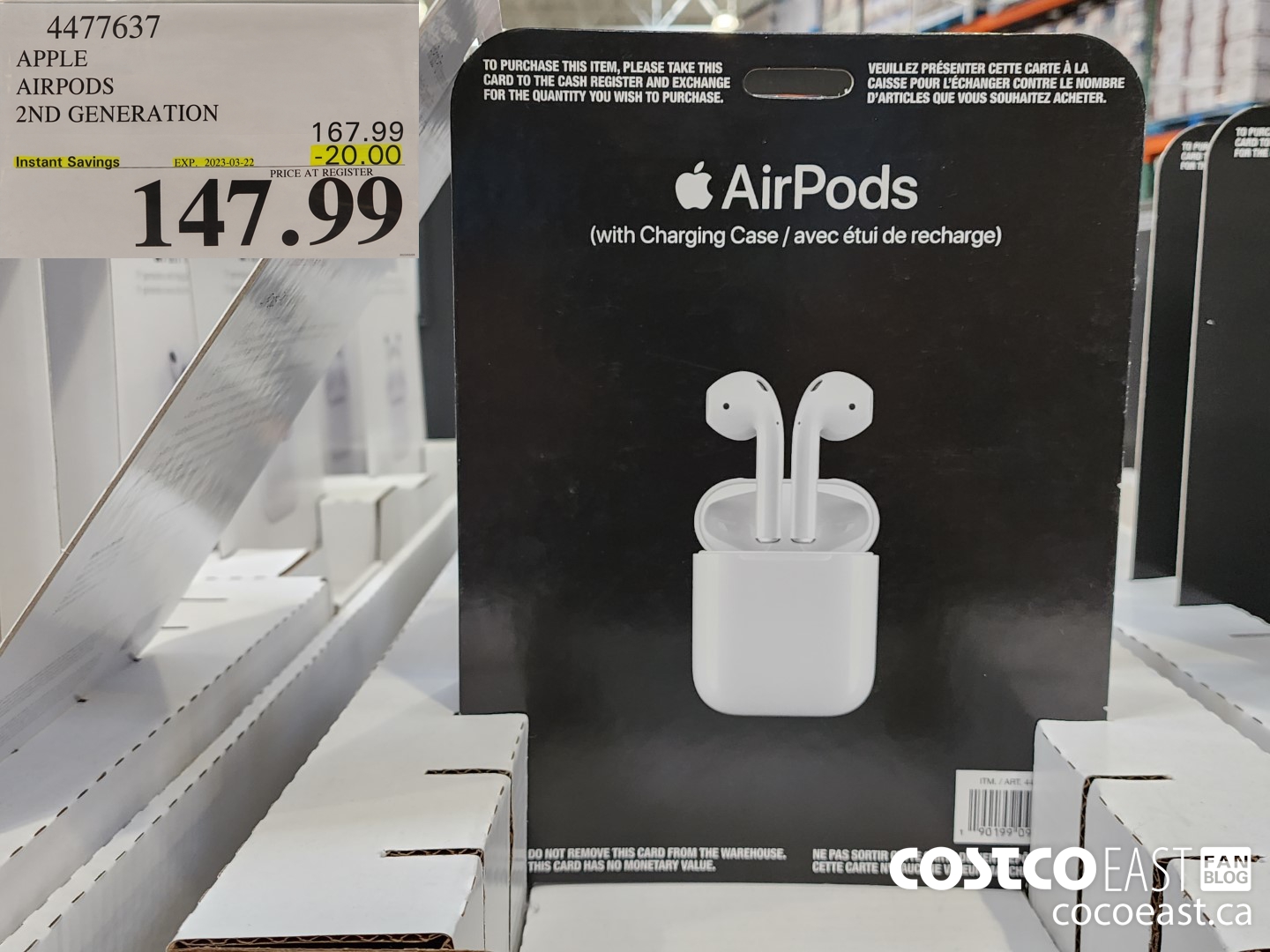 4477637 APPLE AIRPODS 2ND GENERATION ($20.00 INSTANT SAVINGS EXPIRES ON 2023-03-22) $147.99