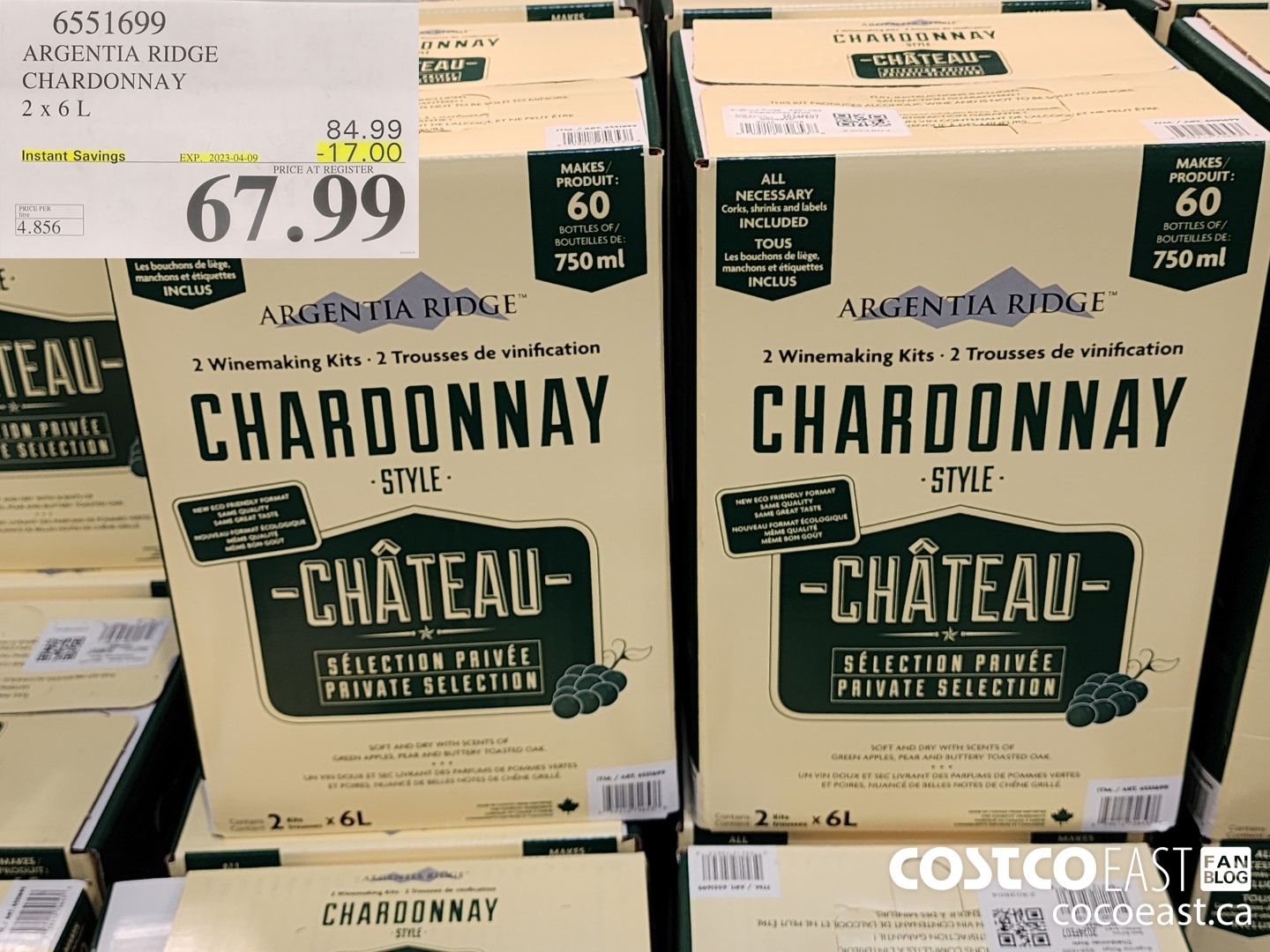 6551699 ARGENTIA RIDGE CHARDONNAY 2 X 6L ($17.00 INSTANT SAVINGS EXPIRES ON 2023-04-09) $67.99