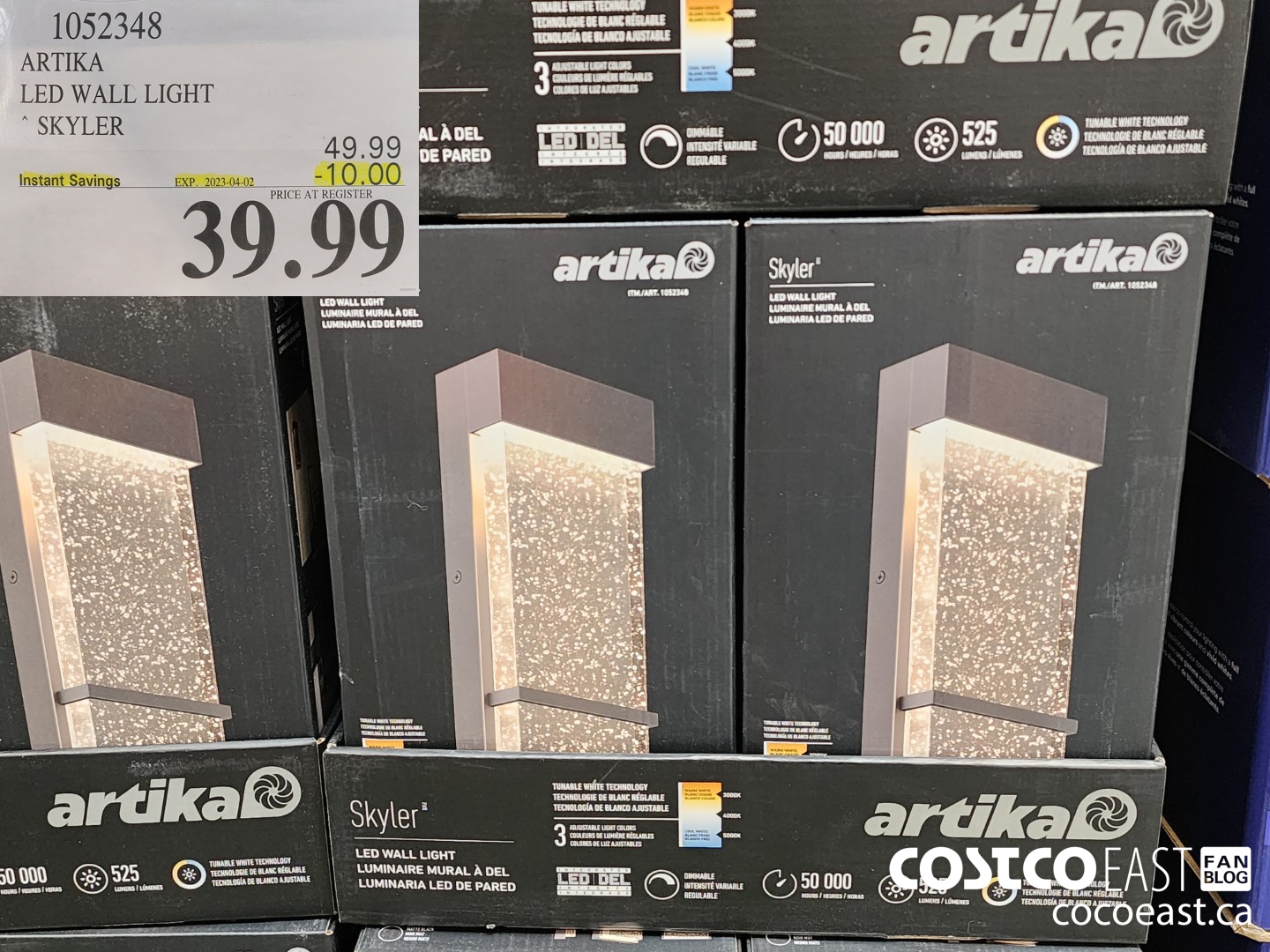 1052348 ARTIKA LED WALL LIGHT SKYLER ($10.00 INSTANT SAVINGS EXPIRES ON 2023-04-02) $39.99