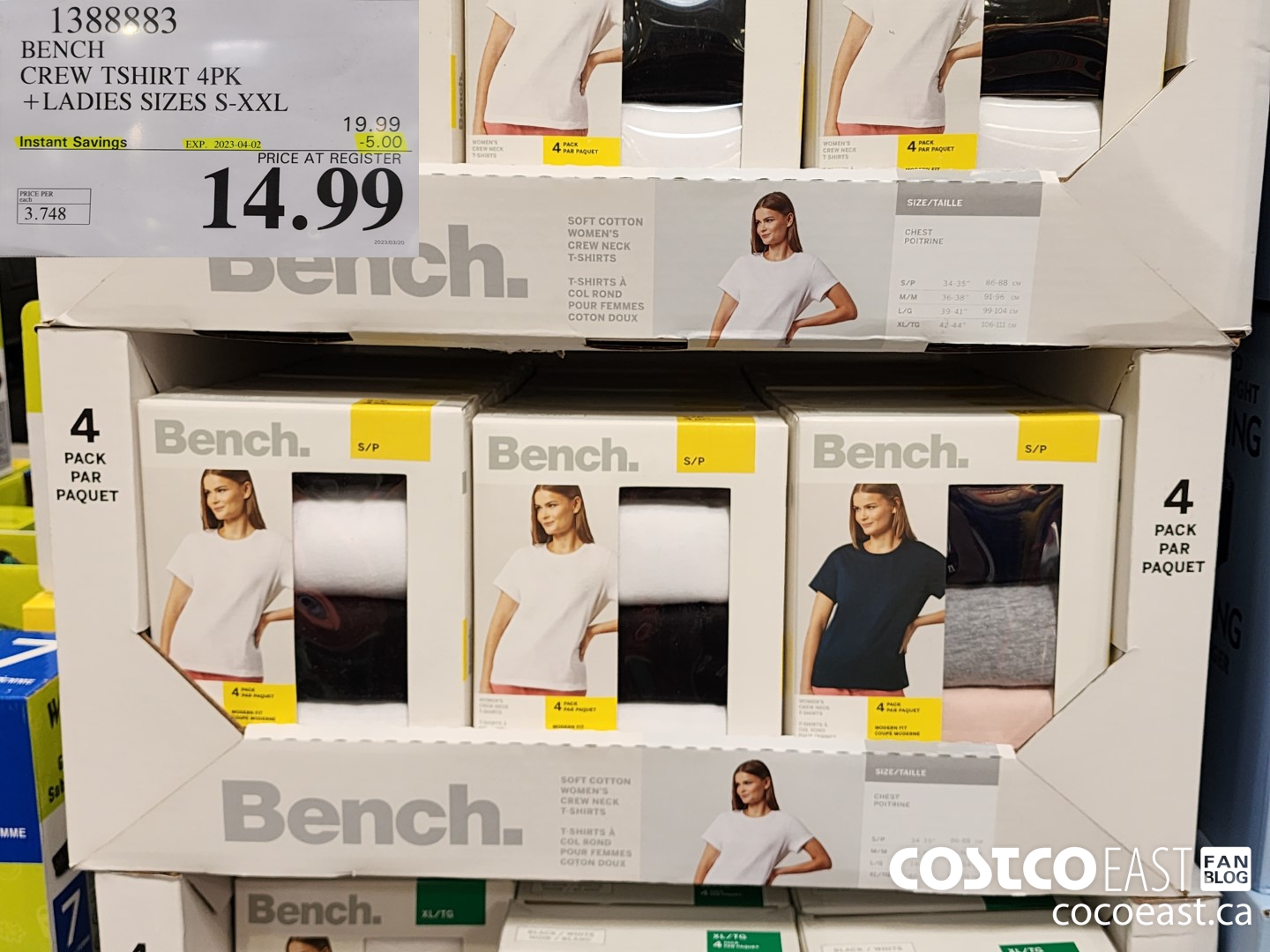 1388883 BENCH CREW TSHIRT 4PK +LADIES SIZES S-XXL ($5.00 INSTANT SAVINGS EXPIRES ON 2023-04-02) $14.99