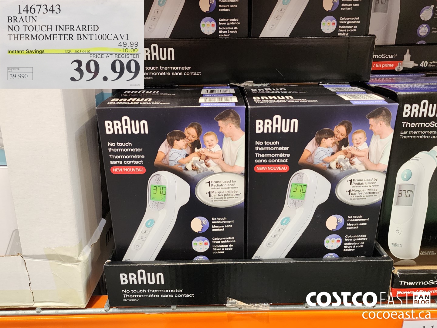 1467343 BRAUN NO TOUCH INFRARED THERMOMETER BNT100CAV1 ($10.00 INSTANT SAVINGS EXPIRES ON 2023-04-02) $39.99