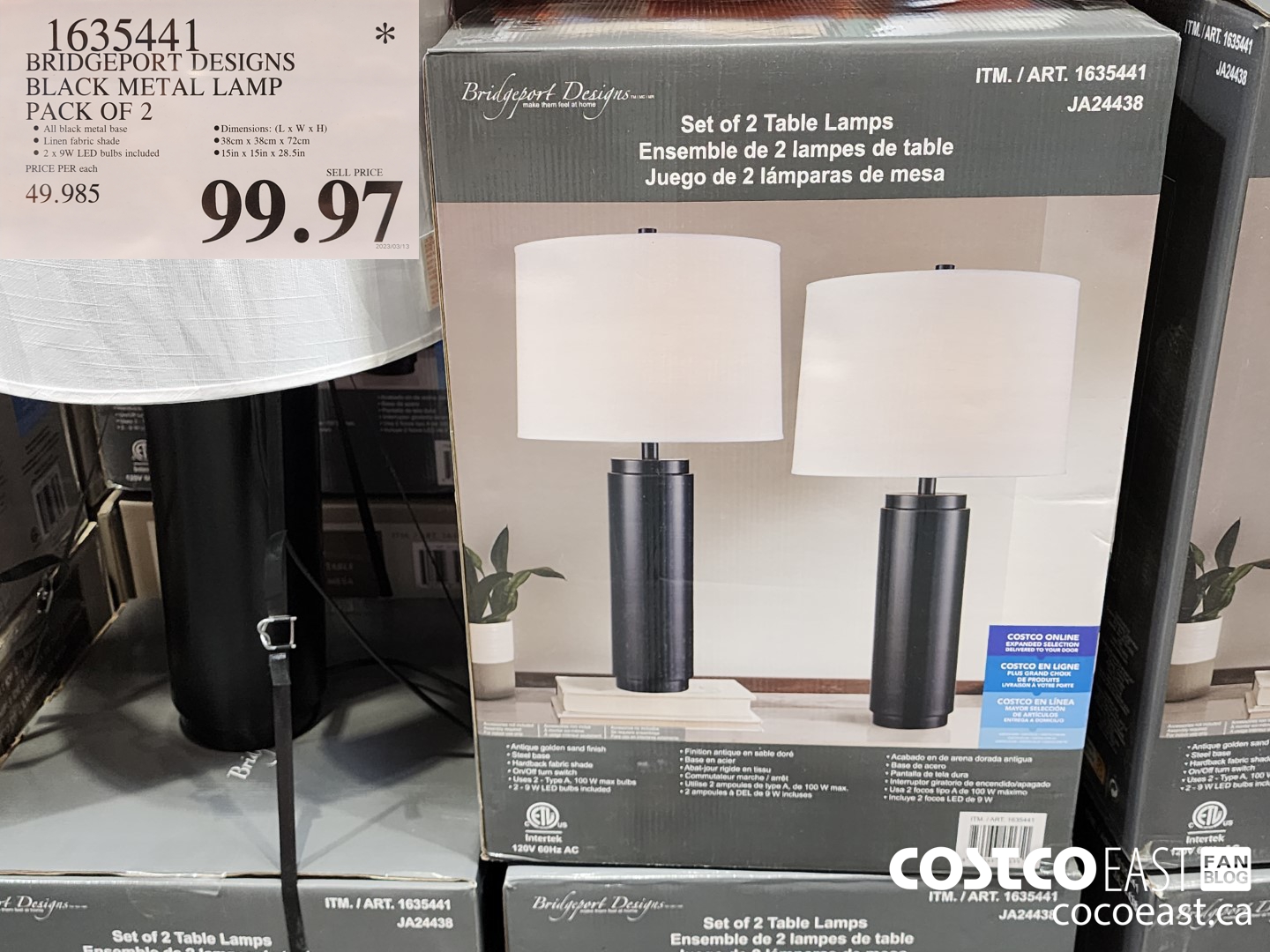 1635441 BRIDGEPORT DESIGNS BLACK METAL LAMP PACK OF 2 $99.97