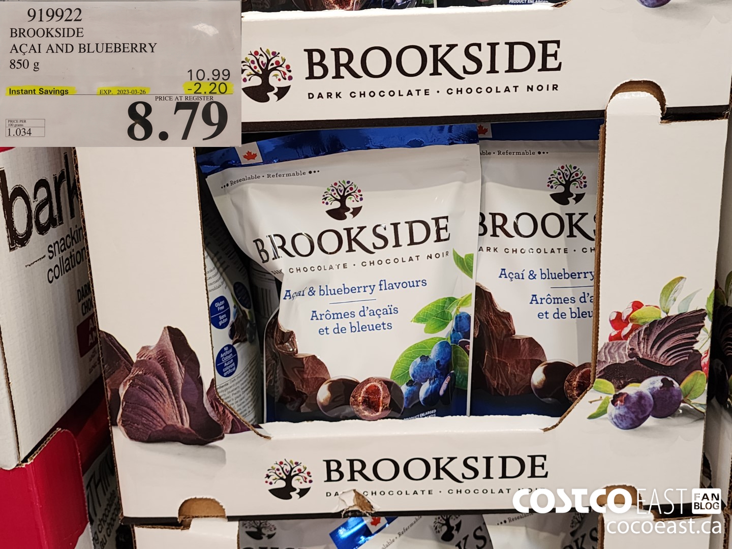 919922 BROOKSIDE ACAI AND BLUEBERRY 850 g ($2.20 INSTANT SAVINGS EXPIRES ON 2023-03-26) $8.79