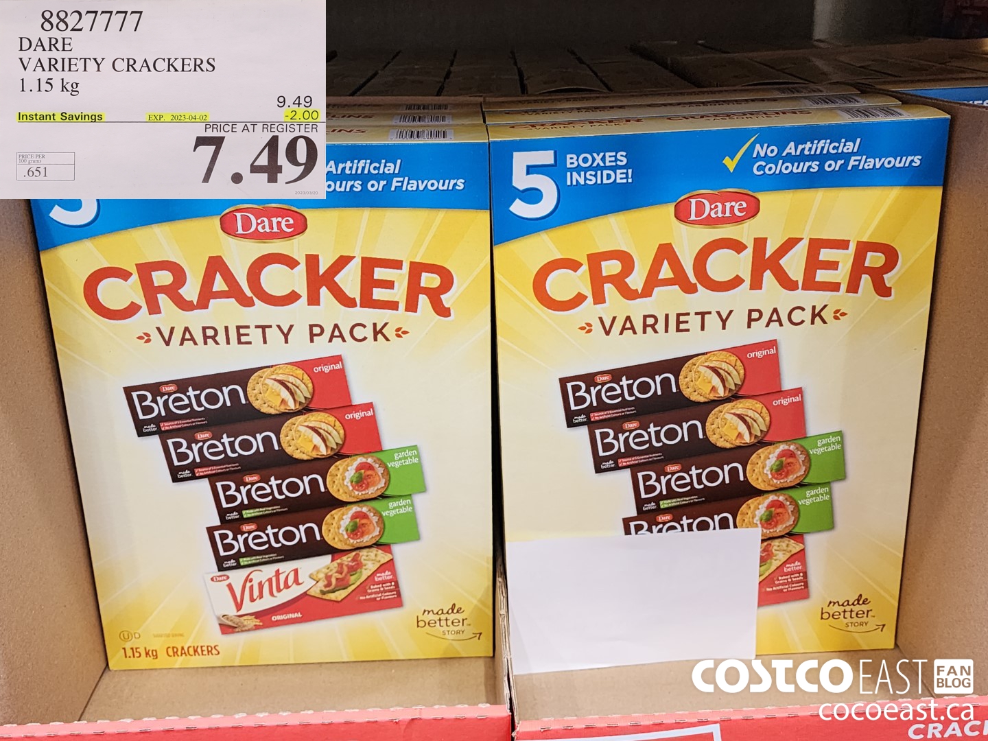 8827777 DARE VARIETY CRACKERS 1.15 kg ($2.00 INSTANT SAVINGS EXPIRES ON 2023-04-02) $7.49