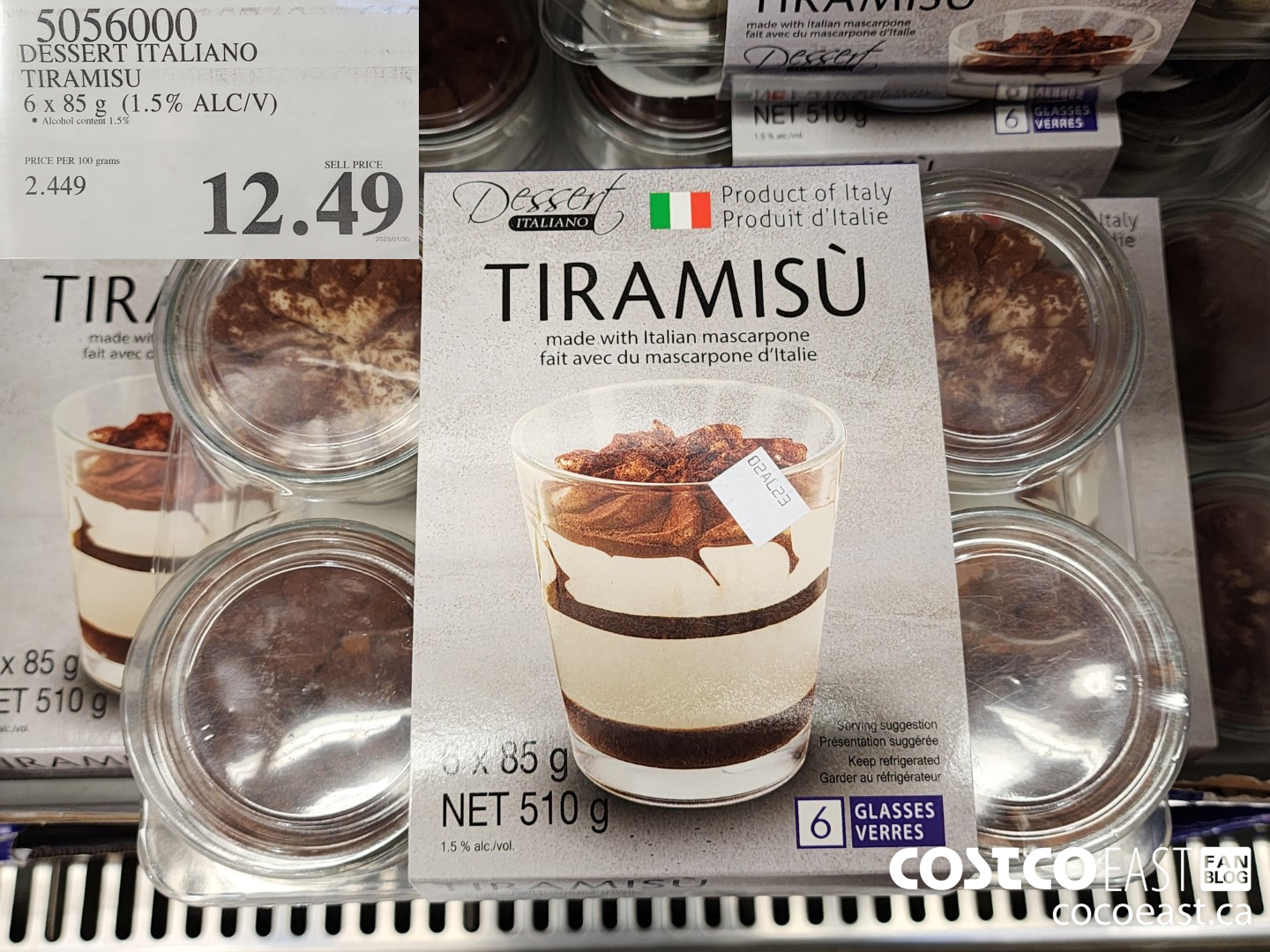 5056000 DESSERT ITALIANO FRESH ITALIAN TIRAMISU 6 X 85 G (1.5% ALC/V) $12.49