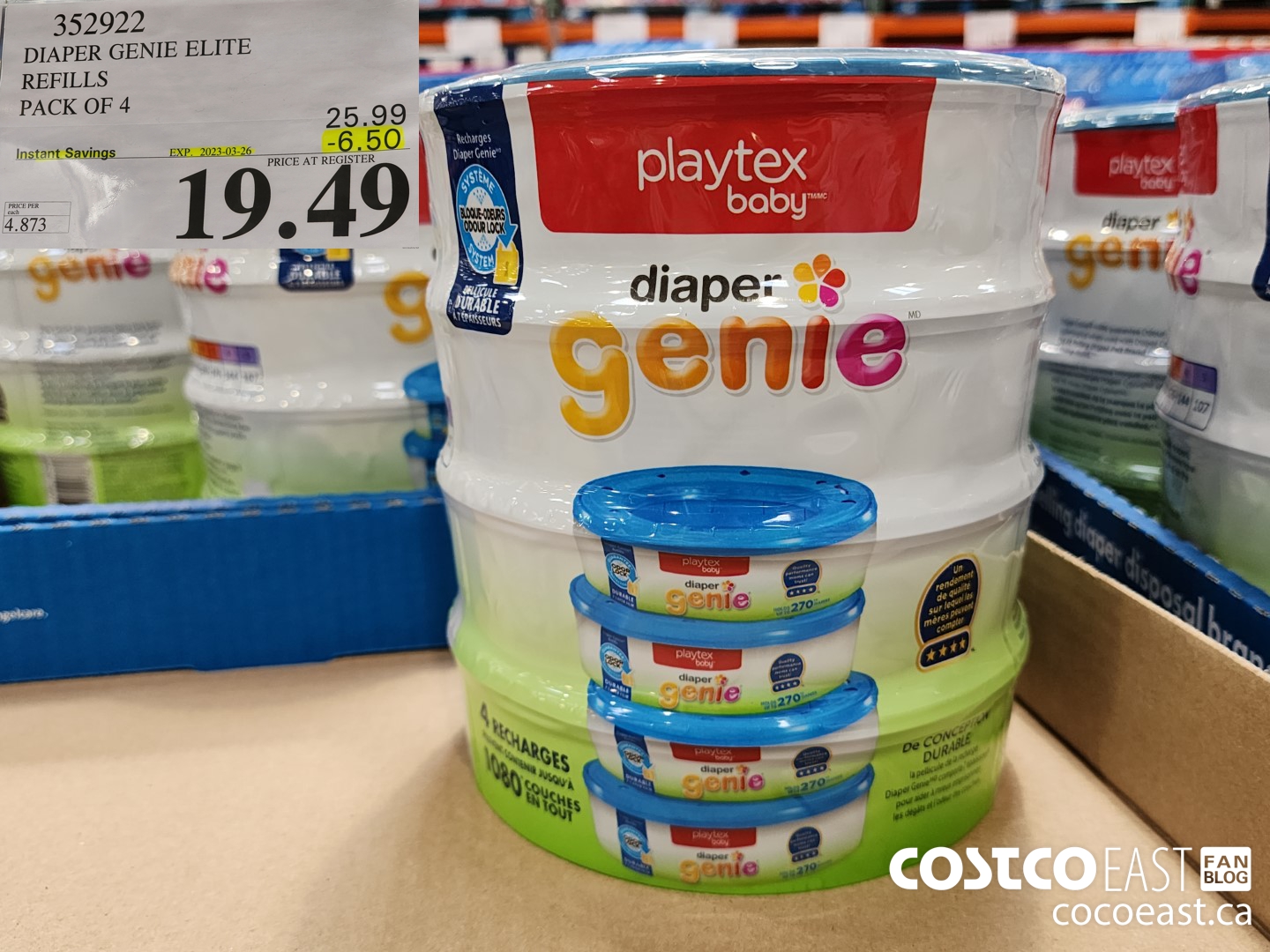 352922 DIAPER GENIE ELITE REFILLS PACK OF 4 ($6.50 INSTANT SAVINGS EXPIRES ON 2023-03-26) $19.49