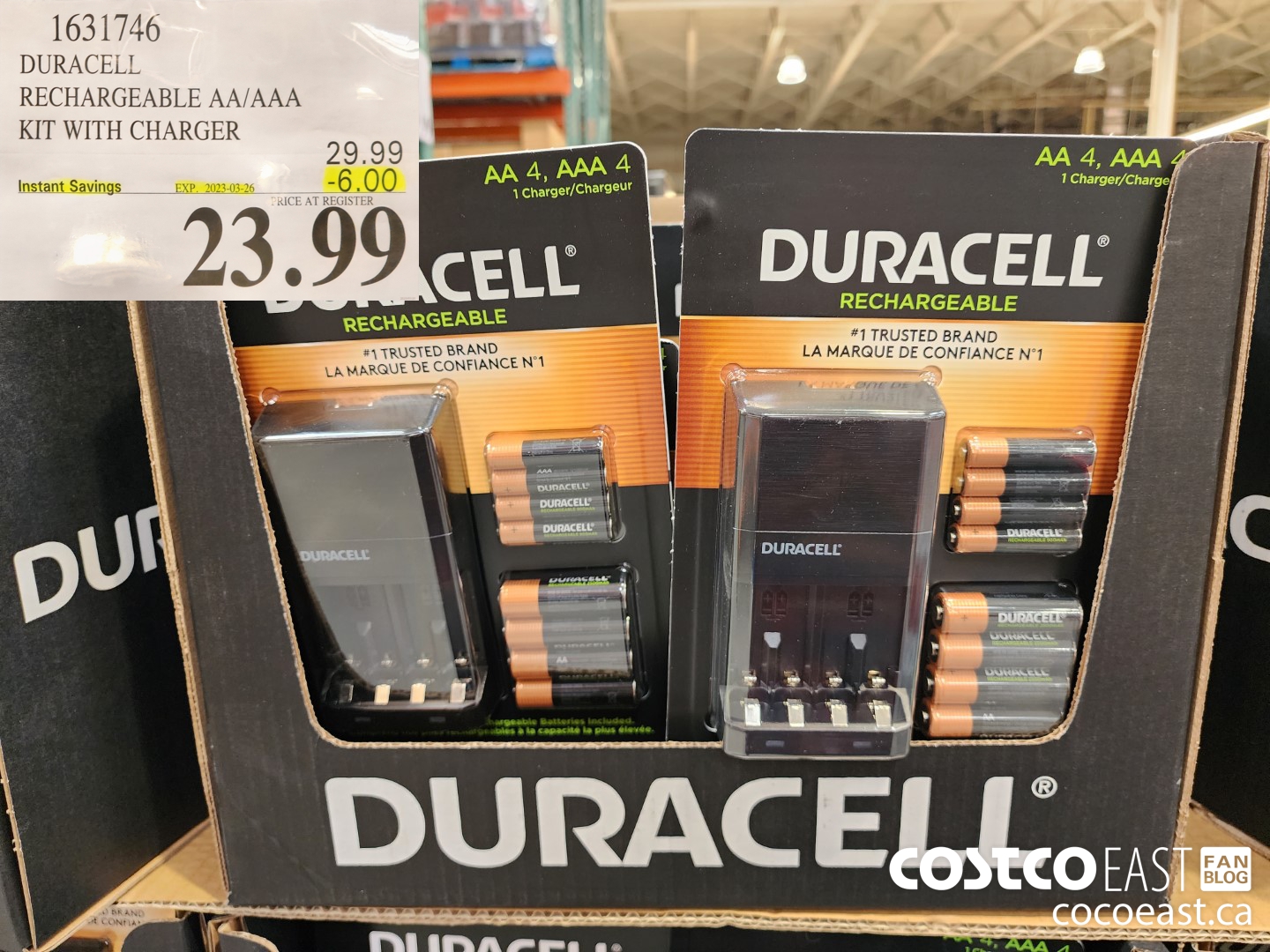 1631746 DURACELL RECHARGEABLE AA/AAA KIT WITH CHARGER ($6.00 INSTANT SAVINGS EXPIRES ON 2023-03-26) $23.99