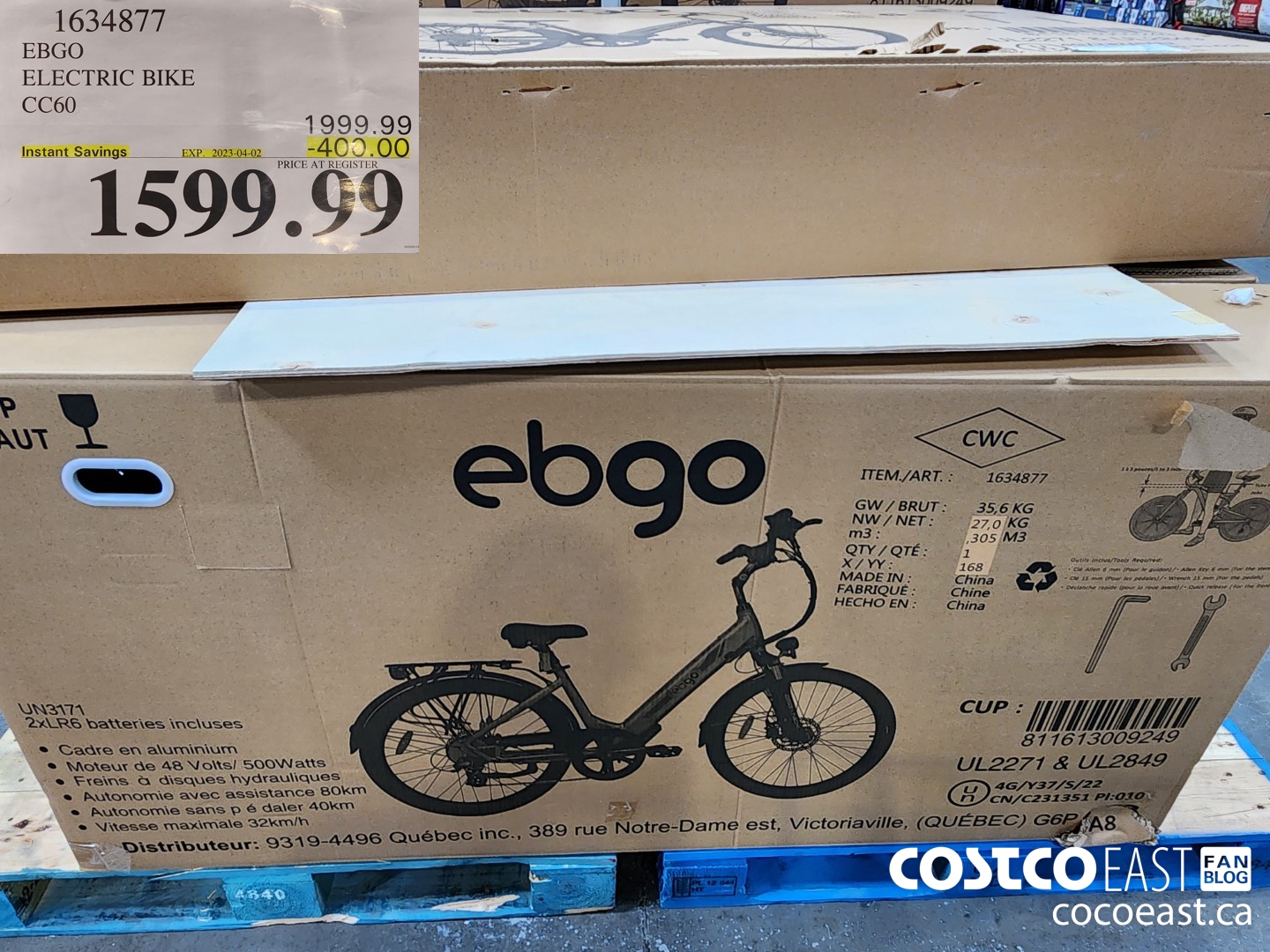 1634877 EBGO ELECTRIC BIKE CC60 ($400.00 INSTANT SAVINGS EXPIRES ON 2023-04-02) $1599.99