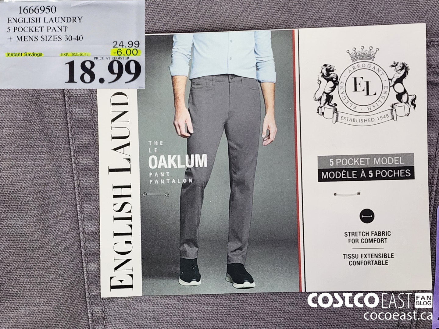 Costco] English Laundry Men's 5-Pocket Pant ($14.97