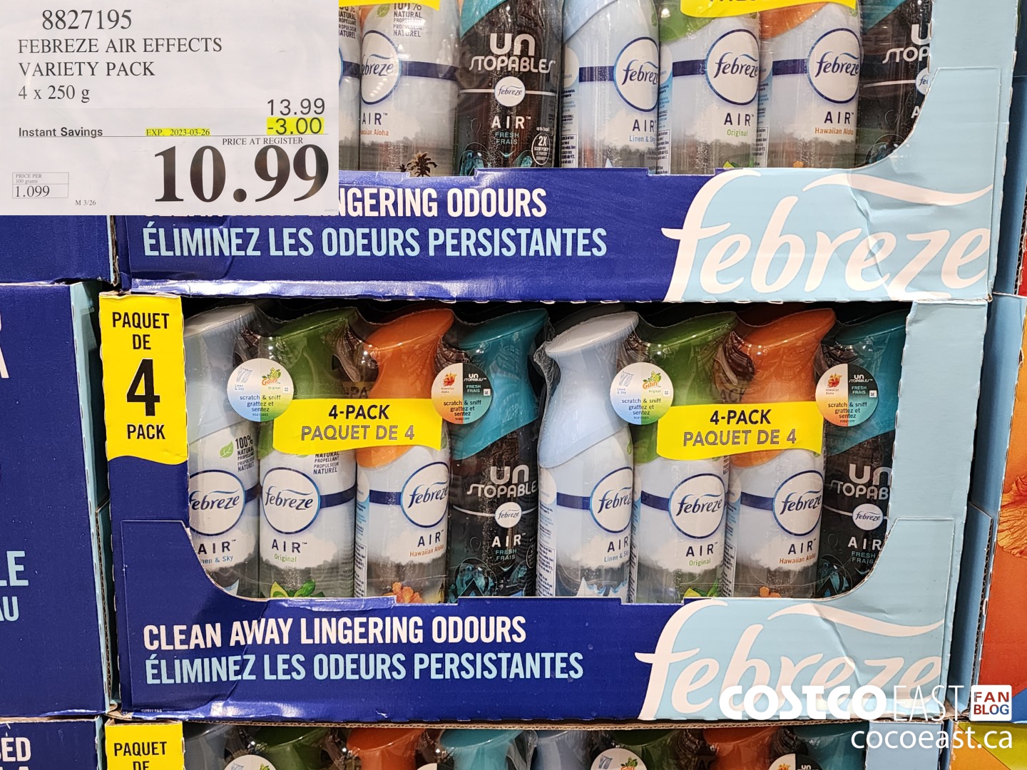 8827195 FEBREZE AIR EFFECTS VARIETY PACK 4x 250 g ($3.00 INSTANT SAVINGS EXPIRES ON 2023-03-26) $10.99