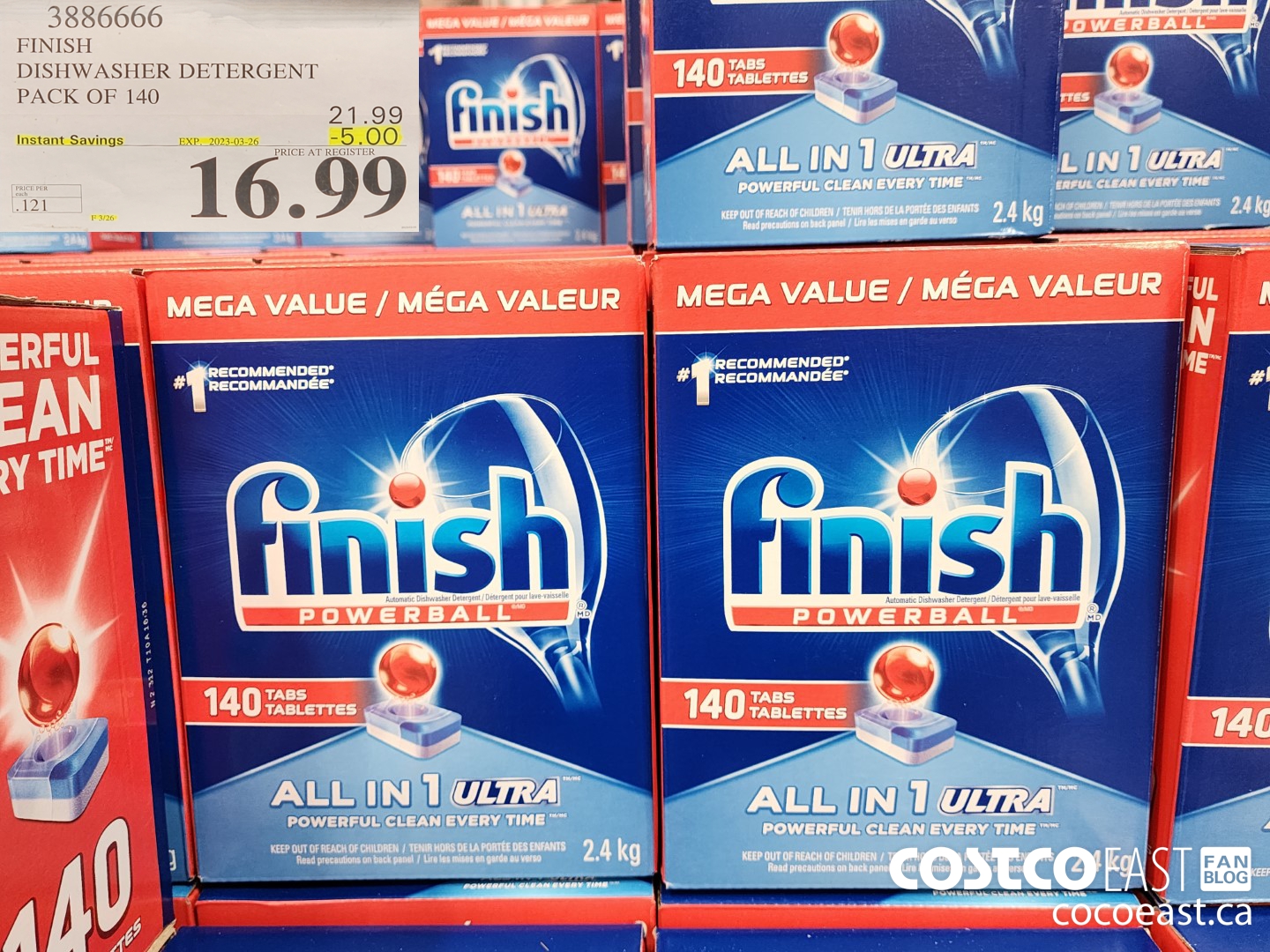 3886666 FINISH DISHWASHER DETERGENT PACK OF 140 ($5.00 INSTANT SAVINGS EXPIRES ON 2023-03-26) $16.99