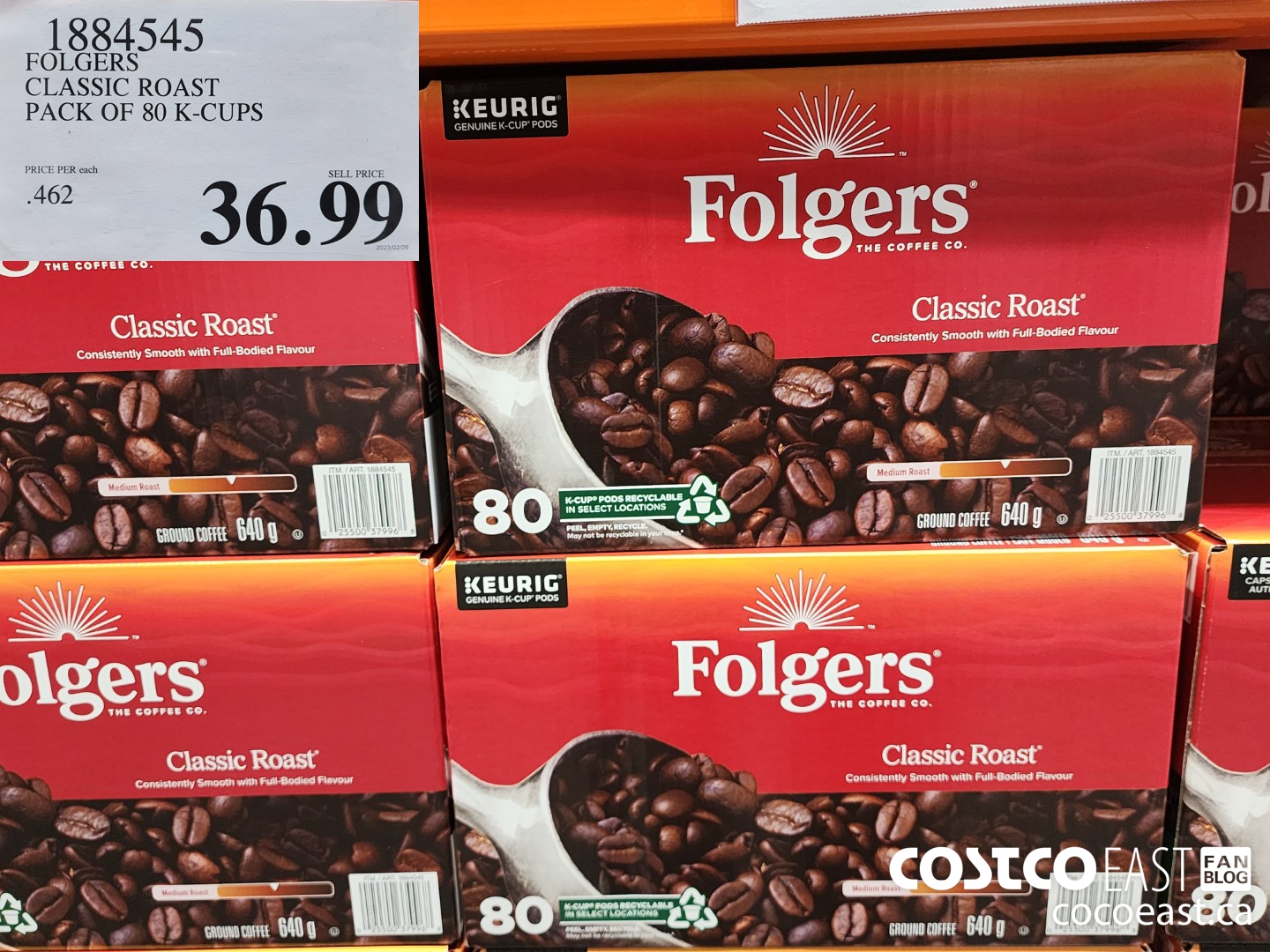 1884545 FOLGERS CLASSIC ROAST PACK OF 80 K-CUPS $36.99