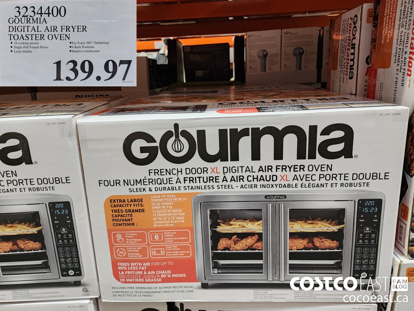 3234400 GOURMIA FRENCH DOOR TOASTER OVEN $139.97