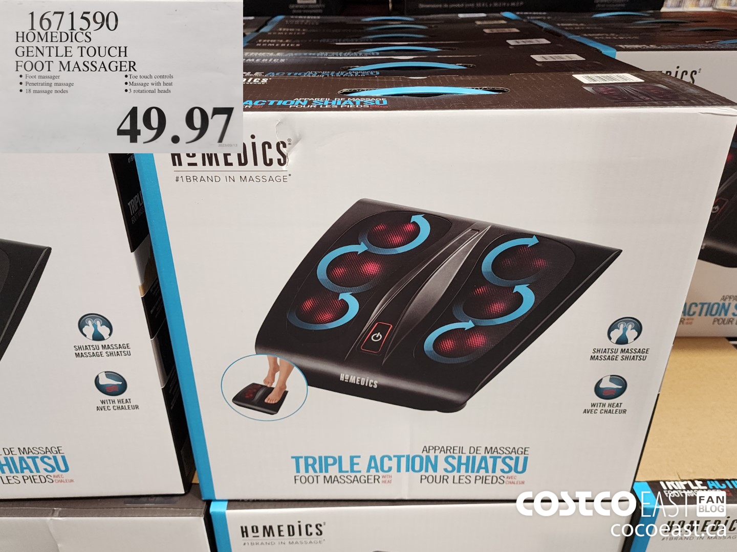 1671590 HOMEDICS GENTLE TOUCH FOOT MASSAGER $49.97