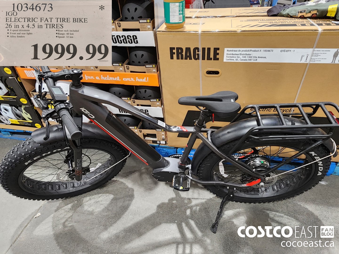 1034673 IGO ELECTRIC FAT TIRE BIKE 26 in x 4.5 in TIRES $1999.99