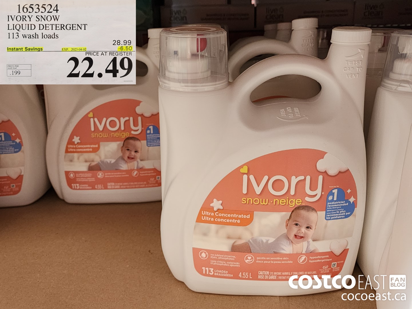 1653524 IVORY SNOW LIQUID DETERGENT 113 wash loads ($6.50 INSTANT SAVINGS EXPIRES ON 2023-04-02) $22.49