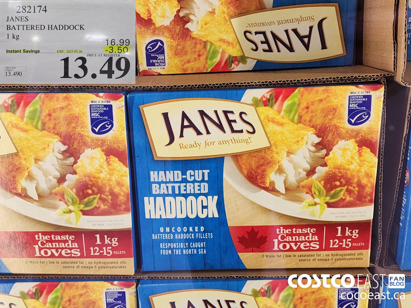 282174 JANES BATTERED HADDOCK 1 KG ($3.50 INSTANT SAVINGS EXPIRES ON 2023-03-26) $13.49