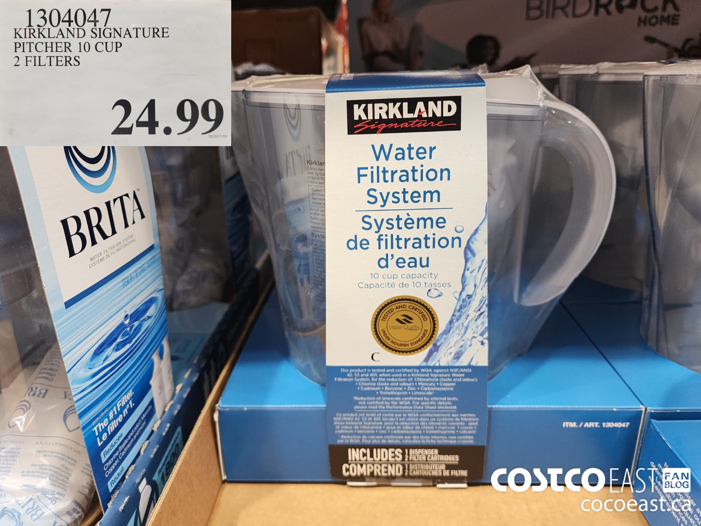 1304047 KIRKLAND SIGNATURE PITCHER 10 CUP 2 FILTERS $24.99