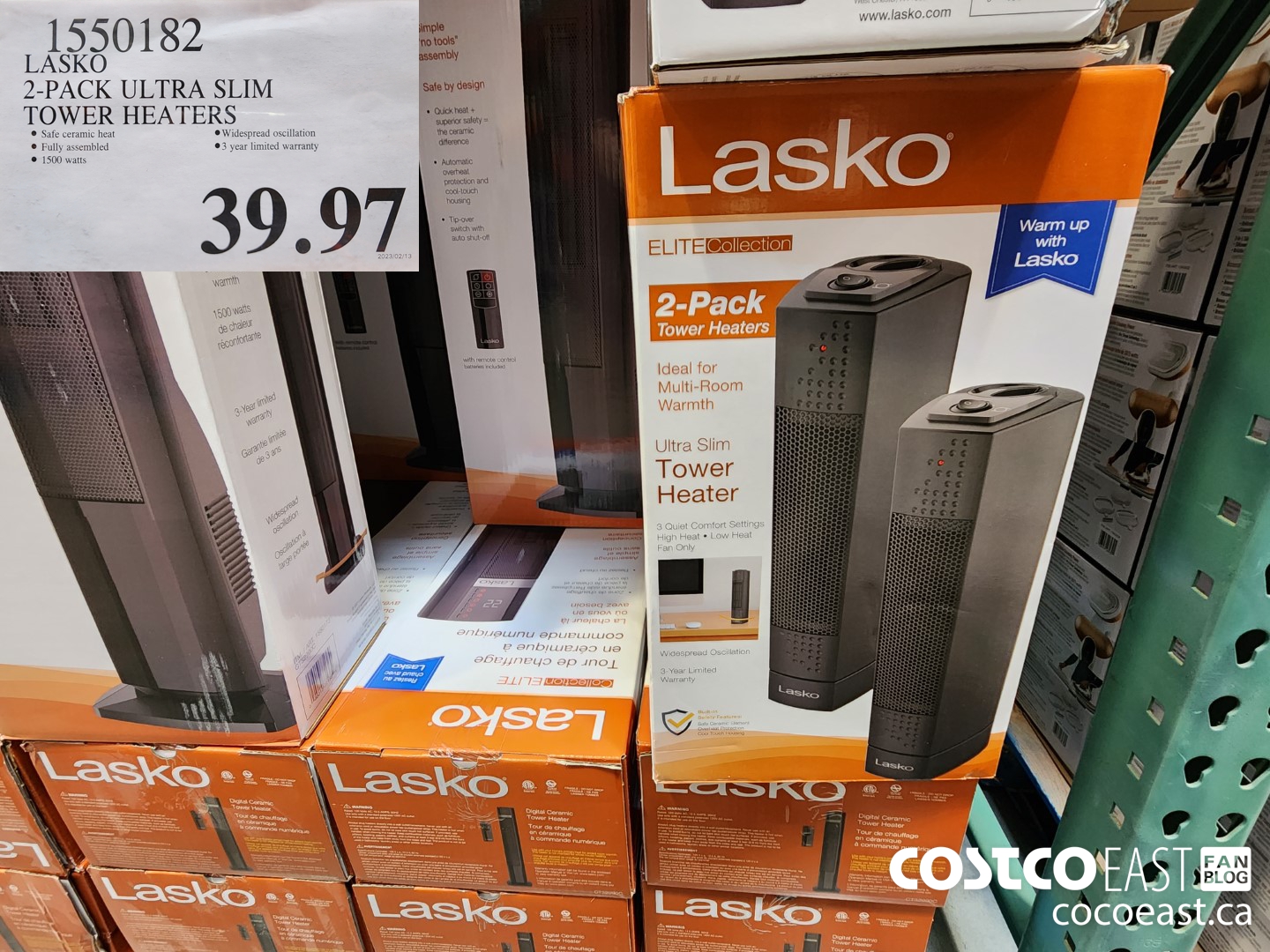1550182 LASKO 2-PACK ULTRA SLIM TOWER HEATERS $39.97