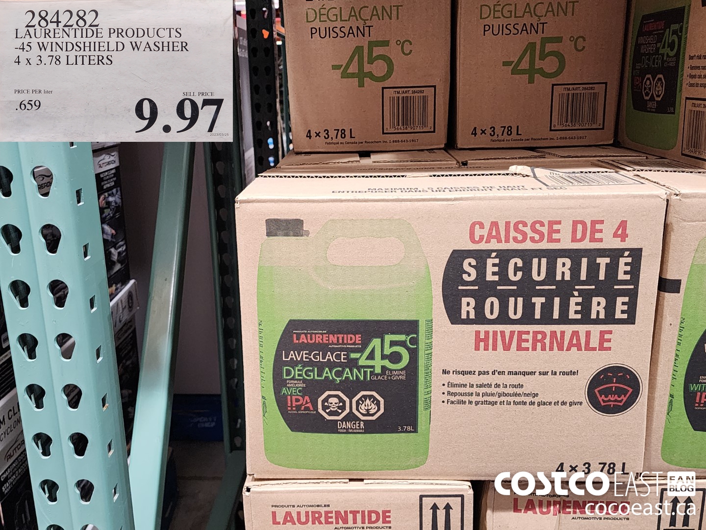 284282 LAURENTIDE PRODUCTS -45 WINDSHIELD WASHER 4 X 3.78 LITERS $9.97