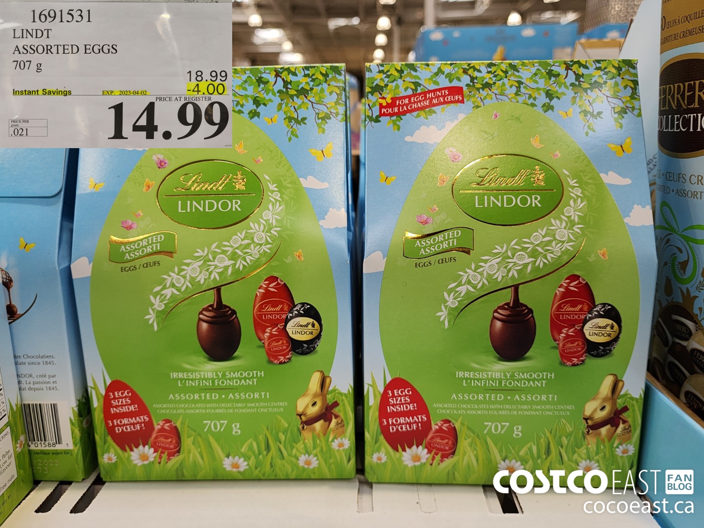 1691531 LINDOR EASTER EGGS ASSORTED 707 g ($4.00 INSTANT SAVINGS EXPIRES ON 2023-04-02) $14.99