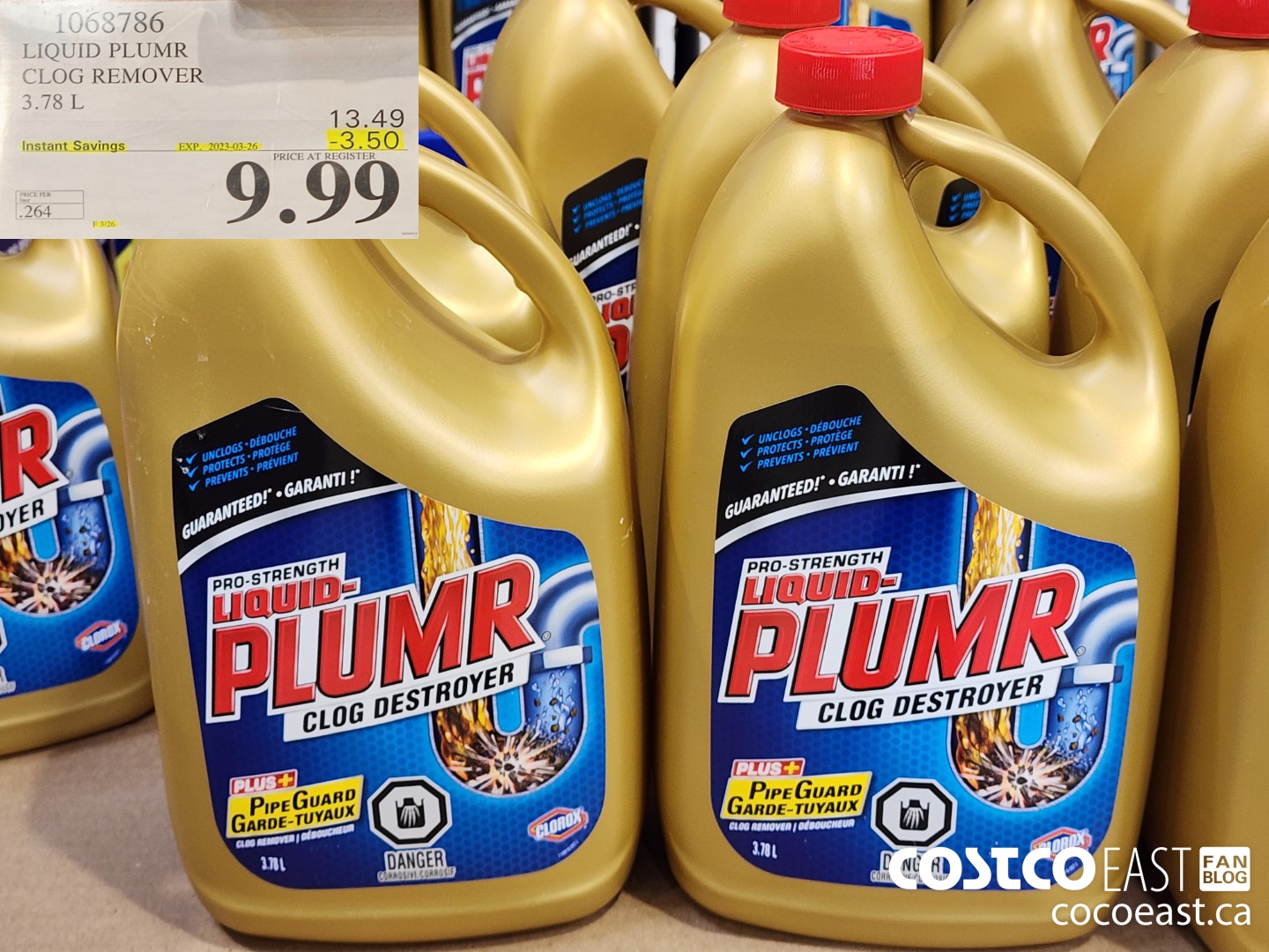 1068786 LIQUID PLUMR CLOG REMOVER 3.78 L ($3.50 INSTANT SAVINGS EXPIRES ON 2023-03-26) $9.99
