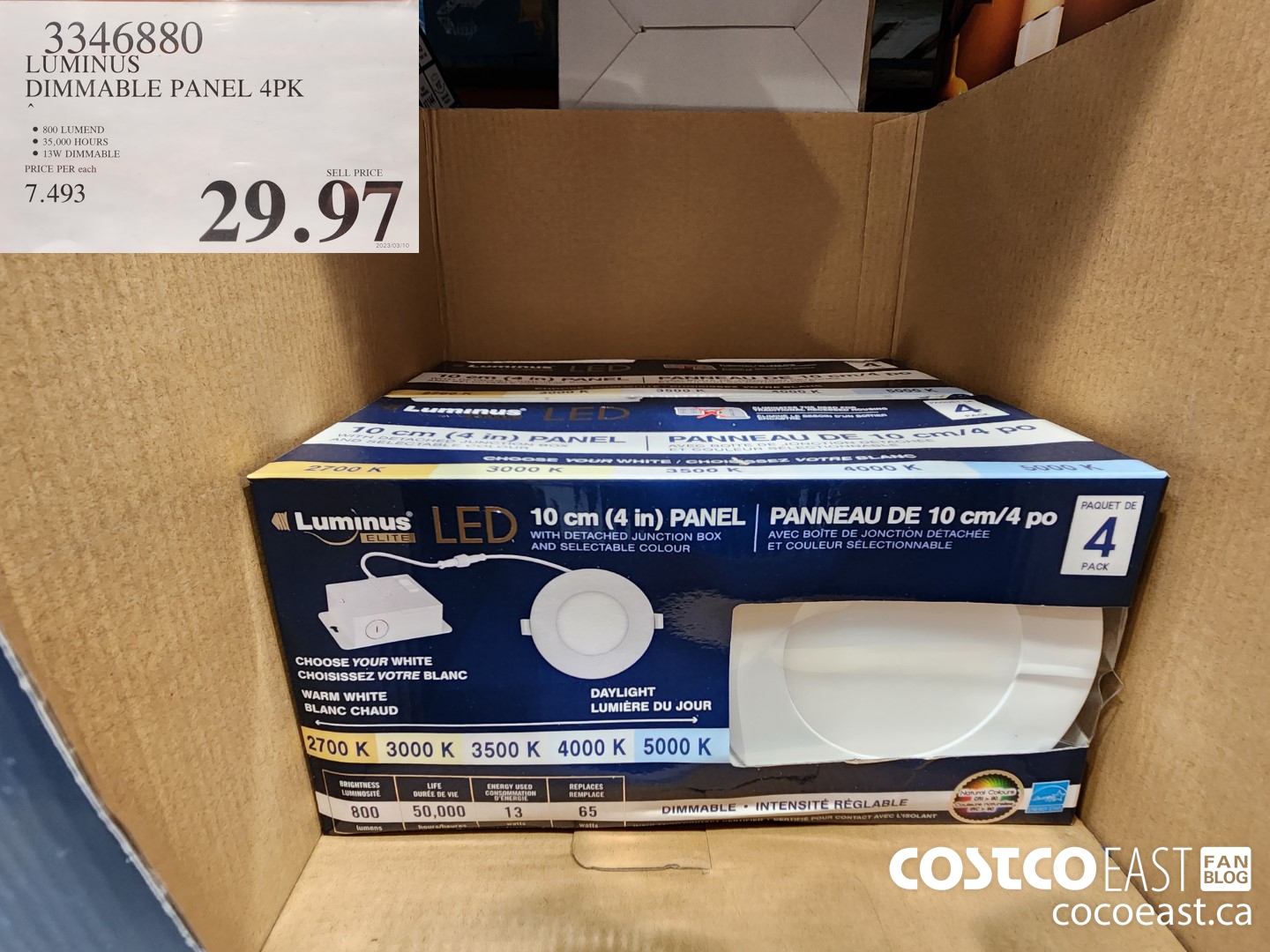 3346880 LUMINUS LED DIMMABLE PANEL 4 PK $29.97